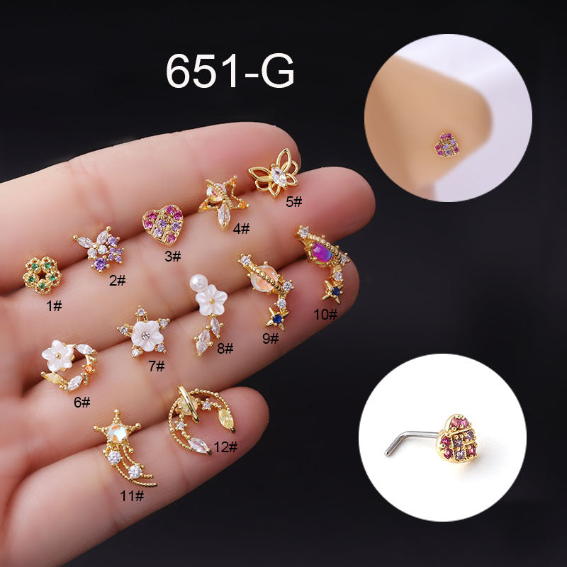 20G Surgical Steel Gold Dangle Nose Ring Stud - Hypoallergenic Body Jewelry for Sensitive Skin | Perfect for Piercings, Parties & Everyday Wear