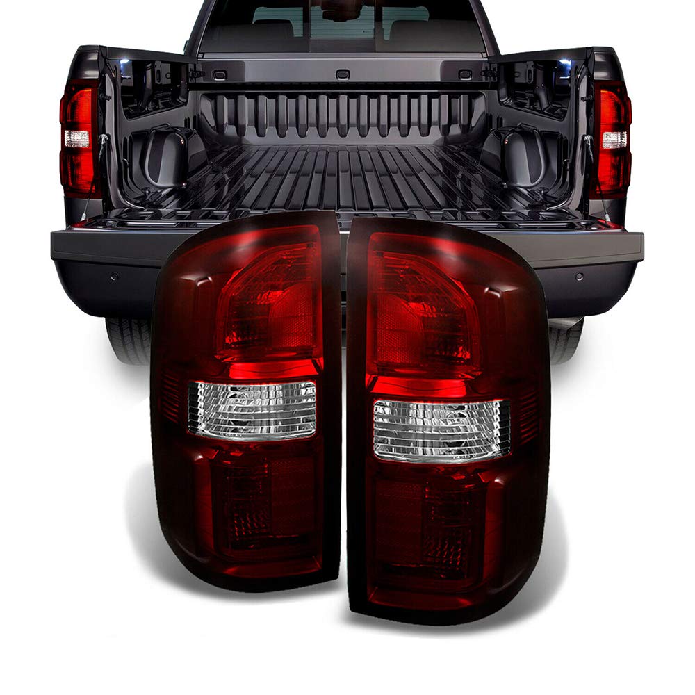 HuaZo Dark Red LED Tail Lights Replacement for 2014-2019 GMC Sierra - GM2800262/GM2801262 - Durable & Weatherproof for Off-Road & Night Driving