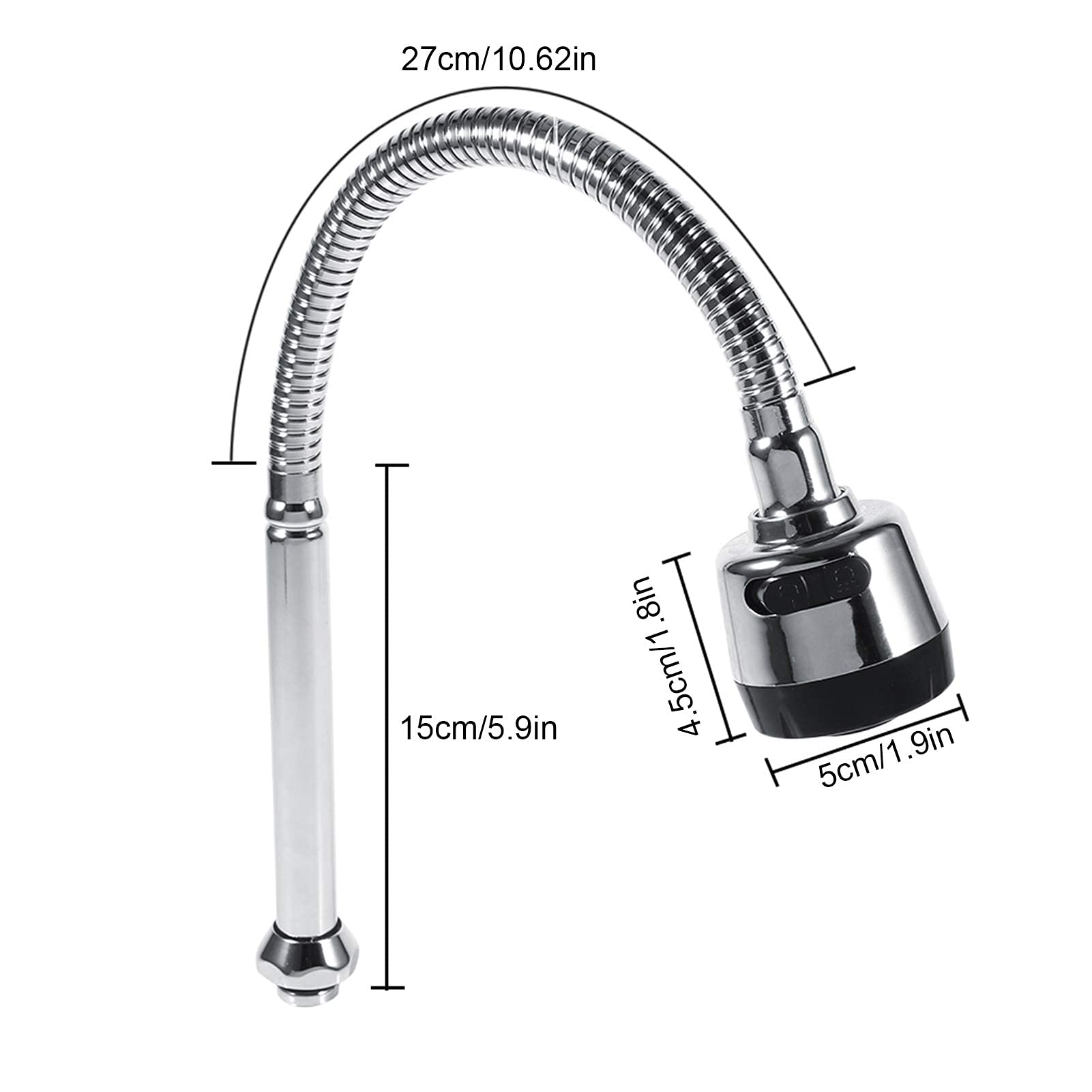 Universal Faucet Spout Replacement with Hose Threads, Kitchen Sink Sprayer Swivel Spout, Durable Tap Pipe Fittings for Single & Double Bowl Sinks - Perfect for Home & Commercial Kitchens