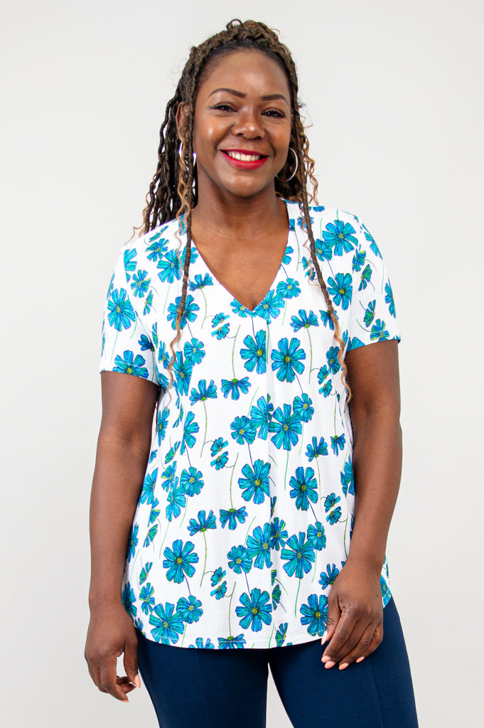 Bailey Short Sleeve Top for Women - Soft Linen Bamboo Blend in Aster Purple - Perfect for Summer, Casual Outings & Beach Wear