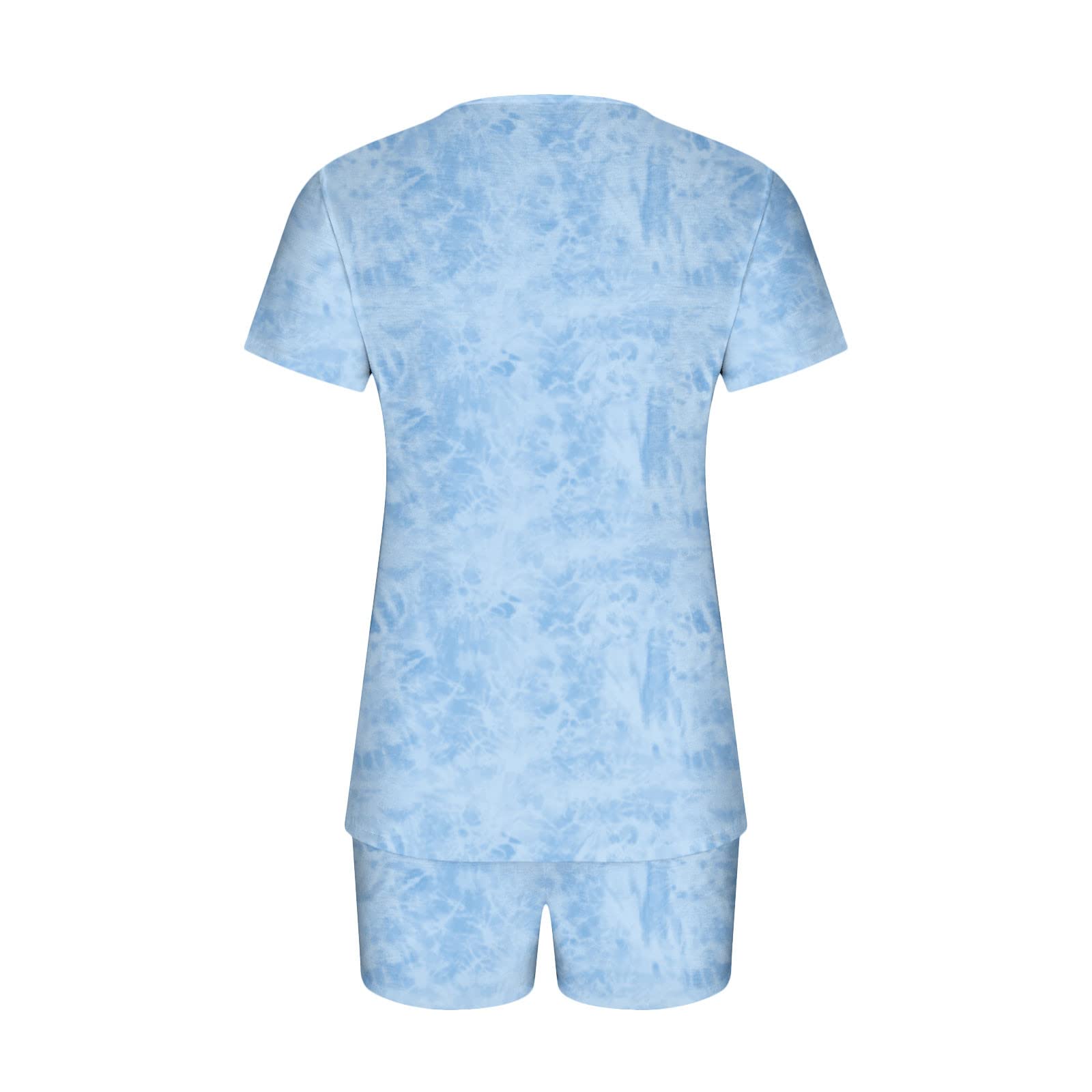 Women's 2-Piece Outfits Summer Matching Sets - Soft Printed Tee & Shorts Lounge Wear Set | Comfy Loungewear for Home, Travel & Casual Outings