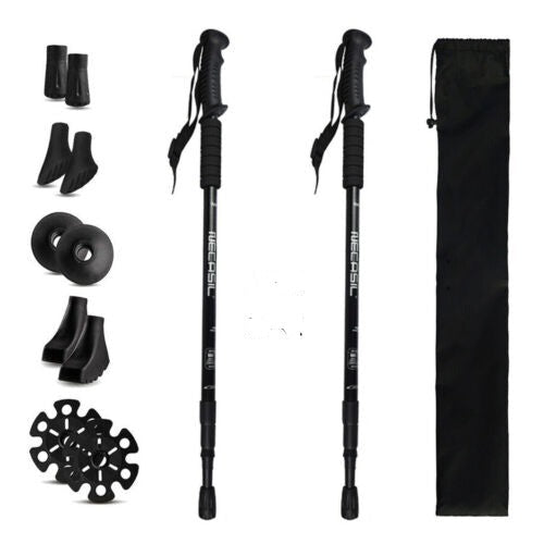 2X Adjustable Anti-Shock Trekking Poles - Lightweight Nordic Walking Sticks for Hiking, Backpacking & Outdoor Adventures - Perfect for Mountain Trails, Camping & Fitness Walking