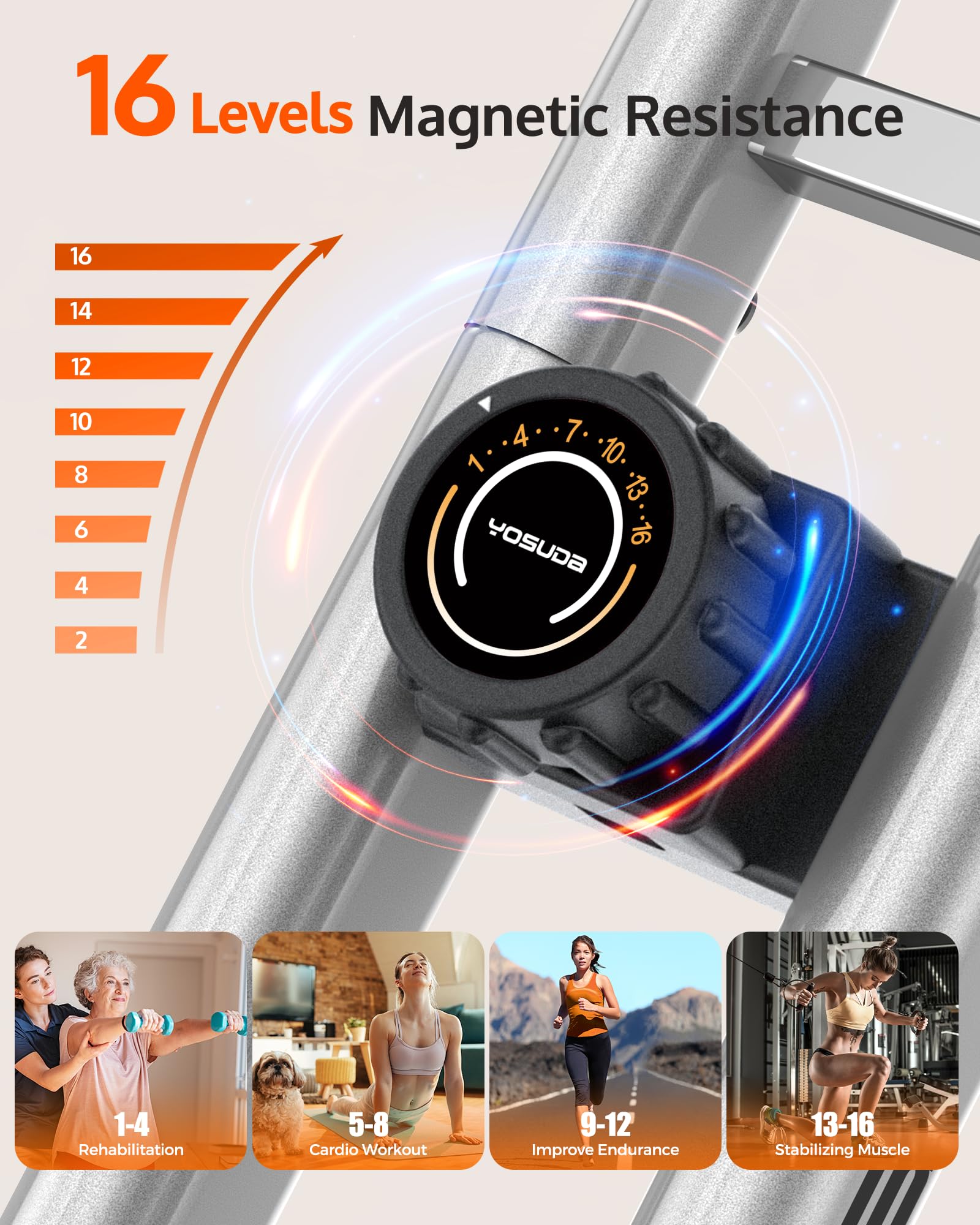 YOSUDA Foldable Exercise Bike for Home Gym - Adjustable Stationary Bicycle with LCD Monitor for Cardio & Strength Training | Perfect for Small Spaces, Apartment Workouts & Indoor Cycling