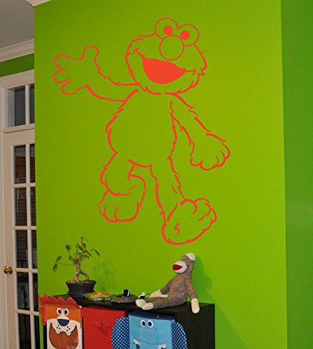 Sesame Street Elmo Sticker Decal - Glossy Red Cartoon Wall Art Vinyl Stickers for Nursery, Kids Room, Windows, Tiles, Floors, Doors & Furniture - Perfect for Home Decor, DIY Projects & Children's Play Areas