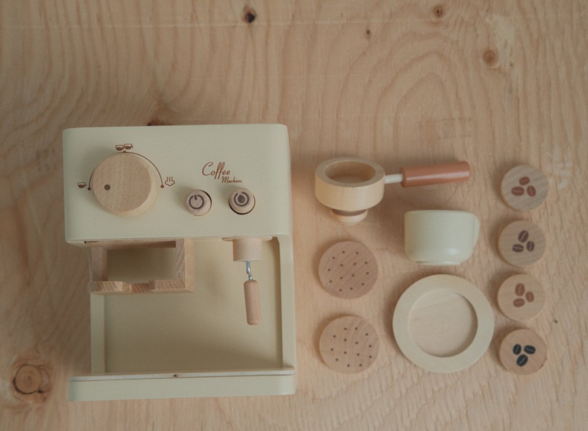 Wooden Toy Coffee Machine for Kids - Pretend Play Espresso Maker - Perfect for Imaginative Play & Role-Playing Games at Home or Preschool