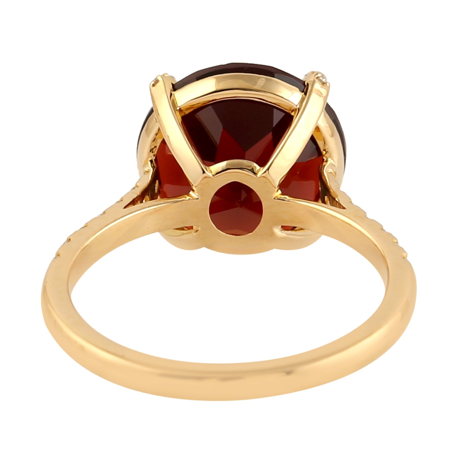 18K Yellow Gold Round Cut Garnet & Diamond Engagement Ring for Women - Perfect for Valentine's Day, Anniversary Gifts & Bridal Jewelry