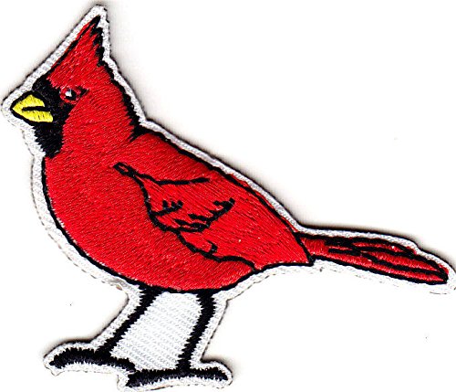 Red Cardinal Bird Winter Iron On Embroidered Patch for Jackets, Hats & DIY Crafts - Handmade Applique for Clothing & Accessories