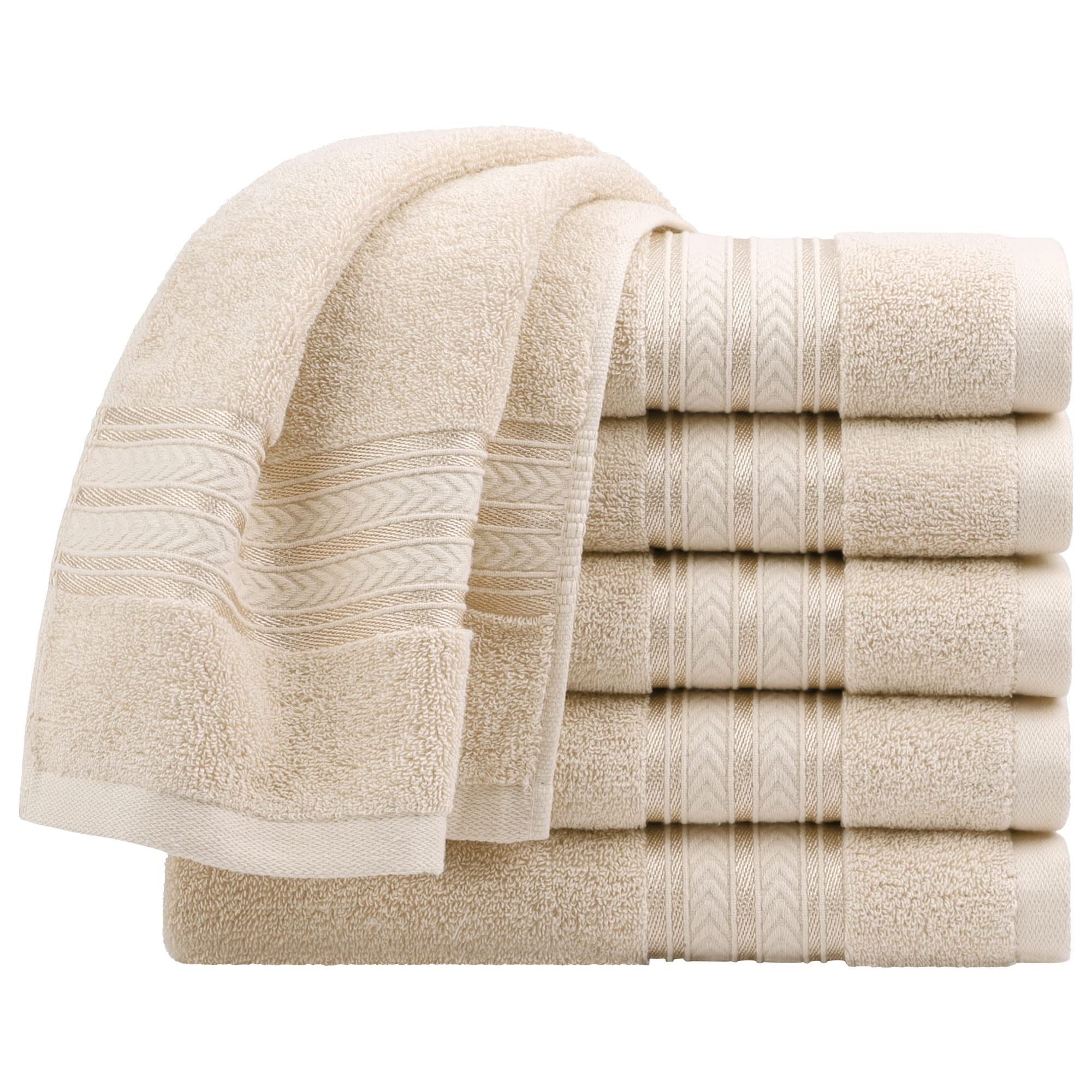 Premium 100% Cotton Bath Towels Set (6 Pack) - 13x29 Inch Soft & Absorbent Hand Towels for Bathroom, Spa, Hotel & Guest Use - Camel Color Washcloths for Face & Skin Care