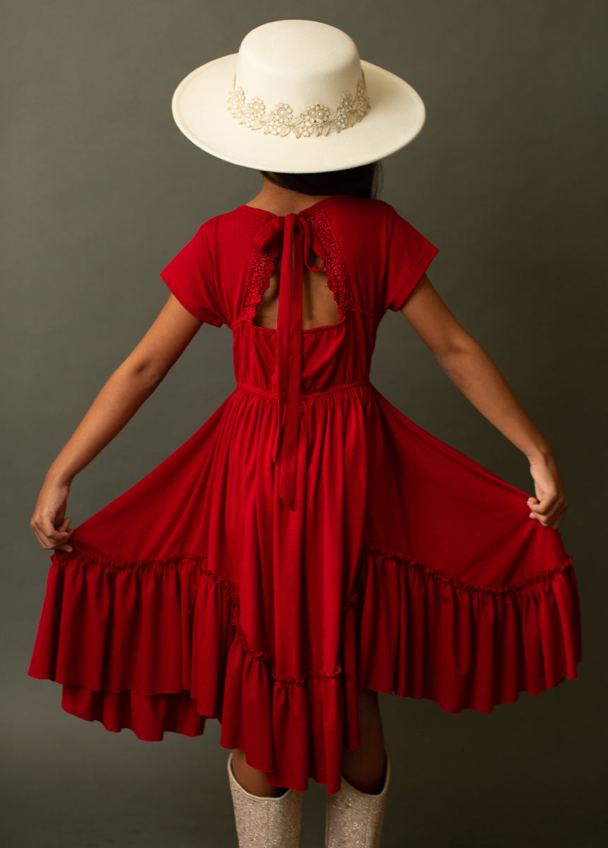 Adrianna Women's Elegant Crimson Red Dress - Perfect for Parties, Weddings & Special Occasions