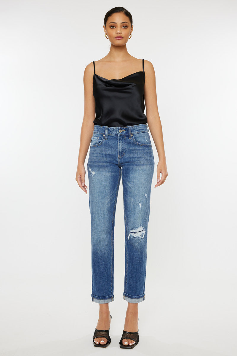 Lexington Mid Rise Boyfriend Jeans for Women - Comfortable Stretch Denim Pants - Casual & Everyday Wear - Perfect for Work, Weekend & Travel