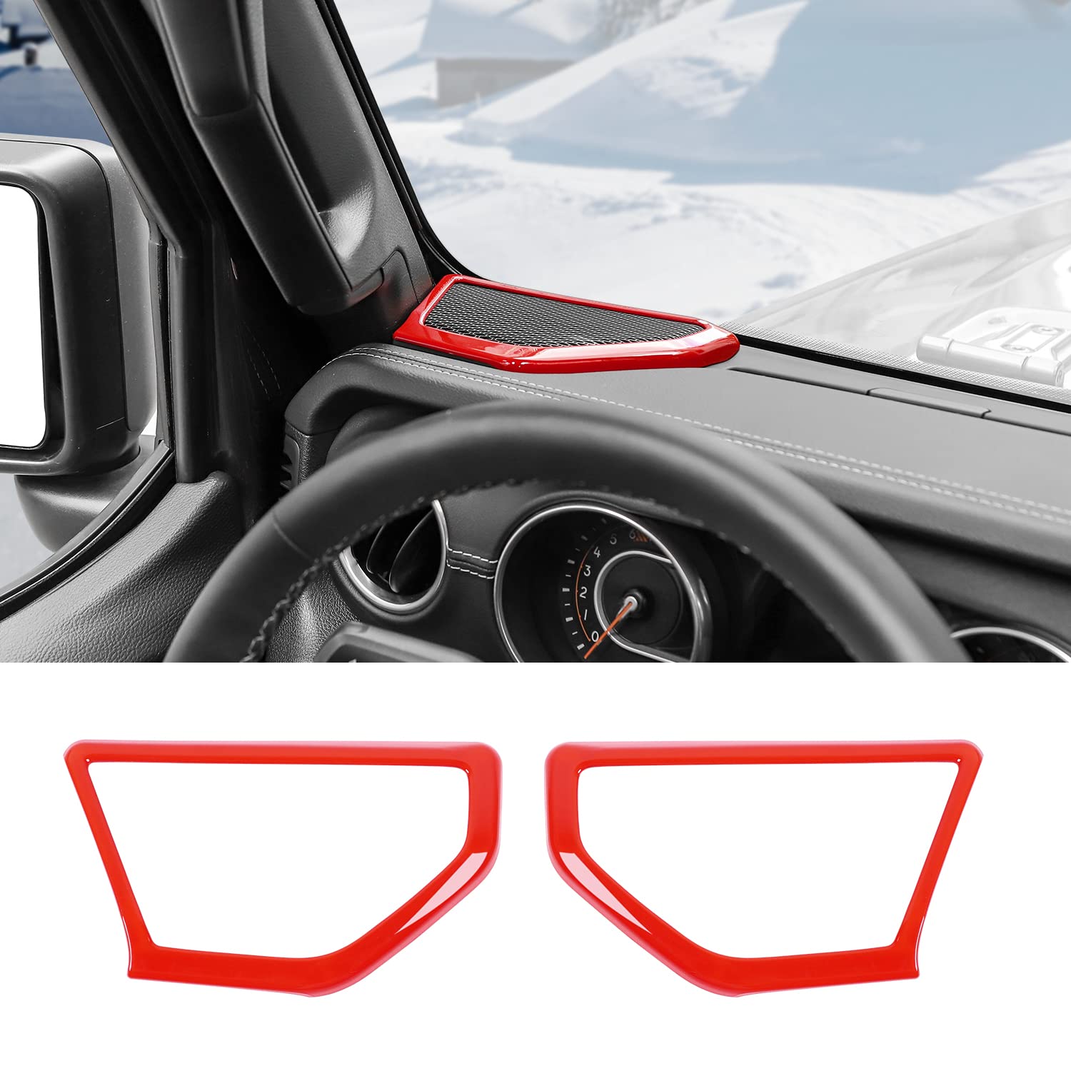 RT-TCZ A Pillar Speaker Trim Cover Ring - Interior Accessories for 2018-2022 Jeep Wrangler JL/JLU (Red) | Upgrade Your Car Audio System & Enhance Cabin Style