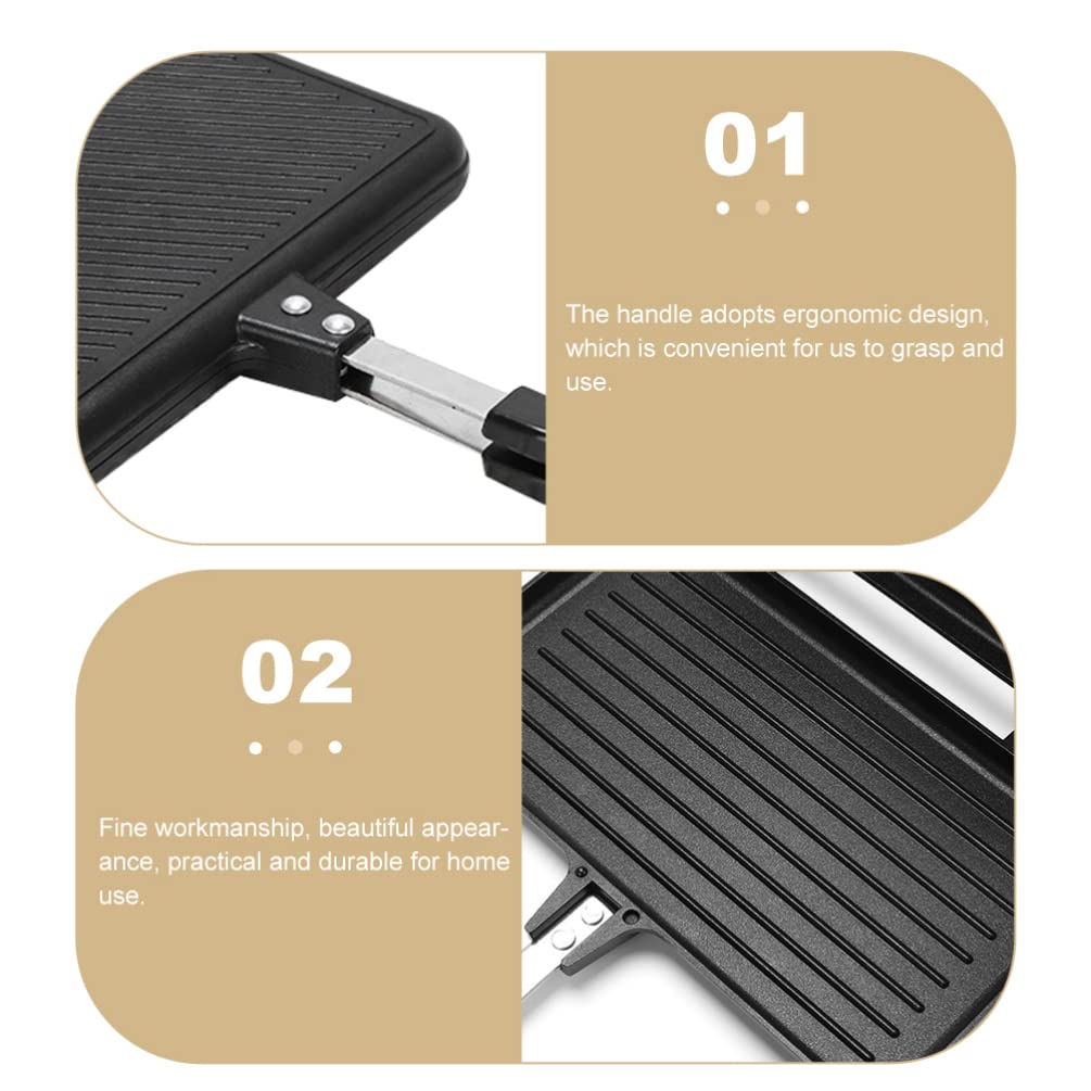 DOITOOL Non-Stick Double-Sided Grill Pan - Waffle Maker & Sandwich Press for Breakfast, Panini, Cake Toast | Perfect for Home Cooking, Camping & Quick Snacks