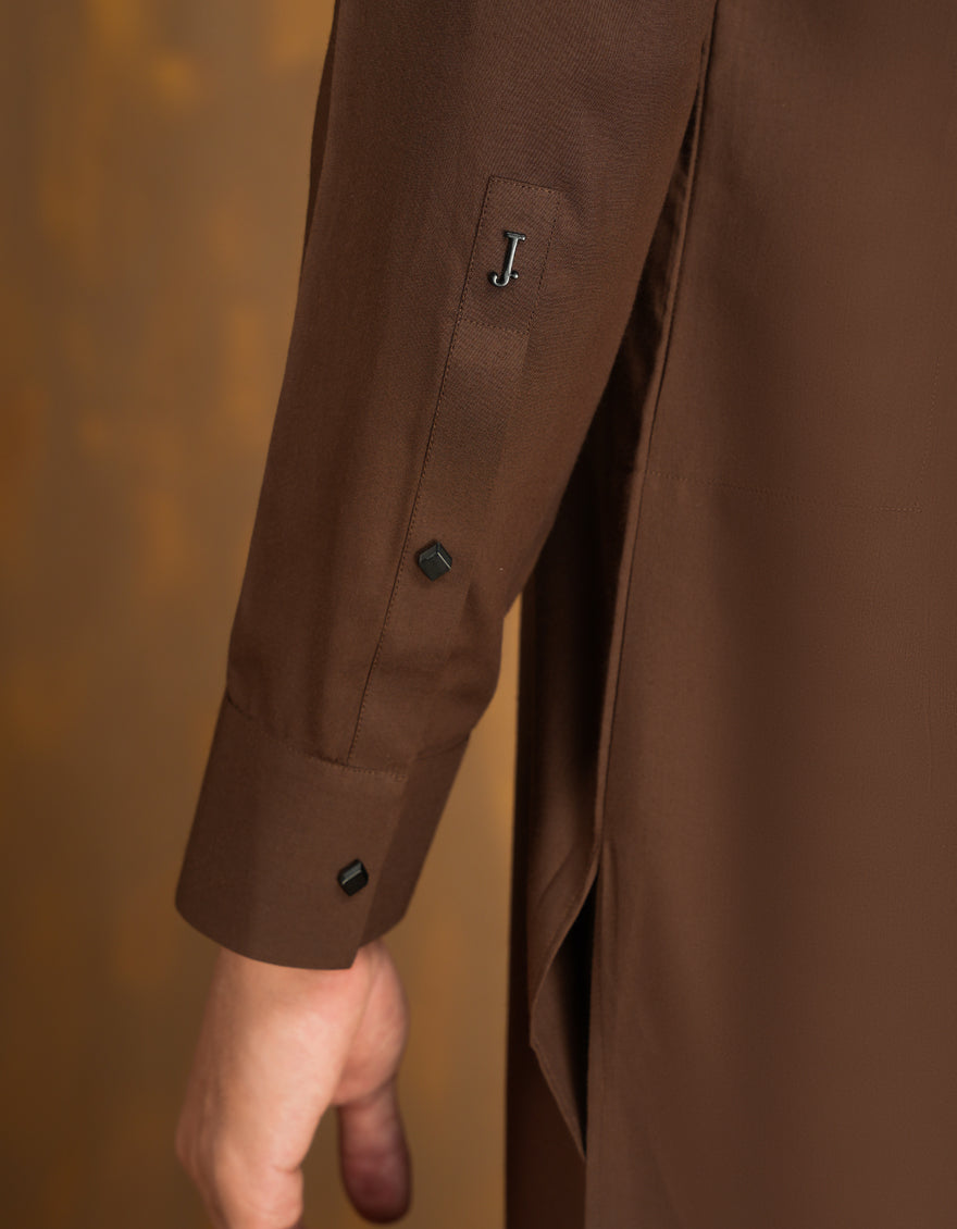 Elegant Blended Brown Shalwar Kameez by J. Junaid Jamshed - Premium Pakistani Traditional Outfit for Men - Perfect for Weddings, Eid & Special Occasions