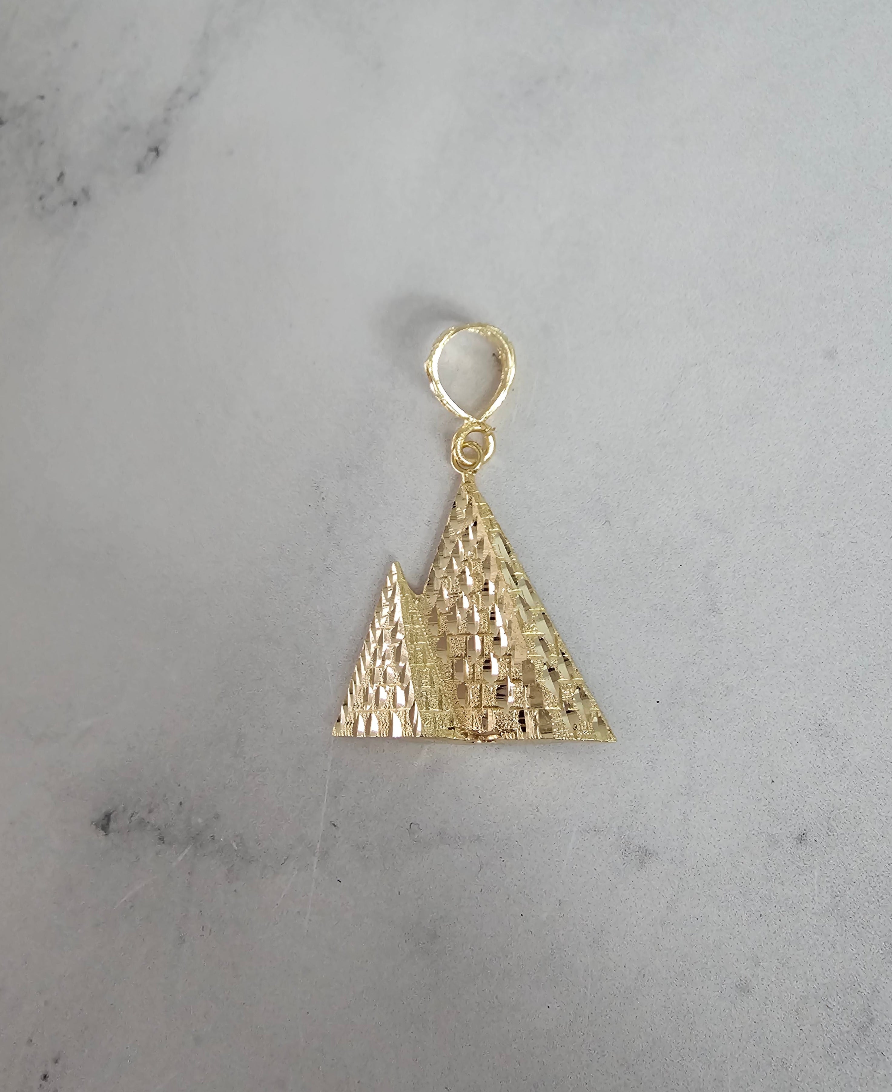 10K Yellow Gold Pyramid Pendant with Diamond Cuts - Elegant Jewelry for Women, Perfect for Gifts, Parties, and Everyday Wear