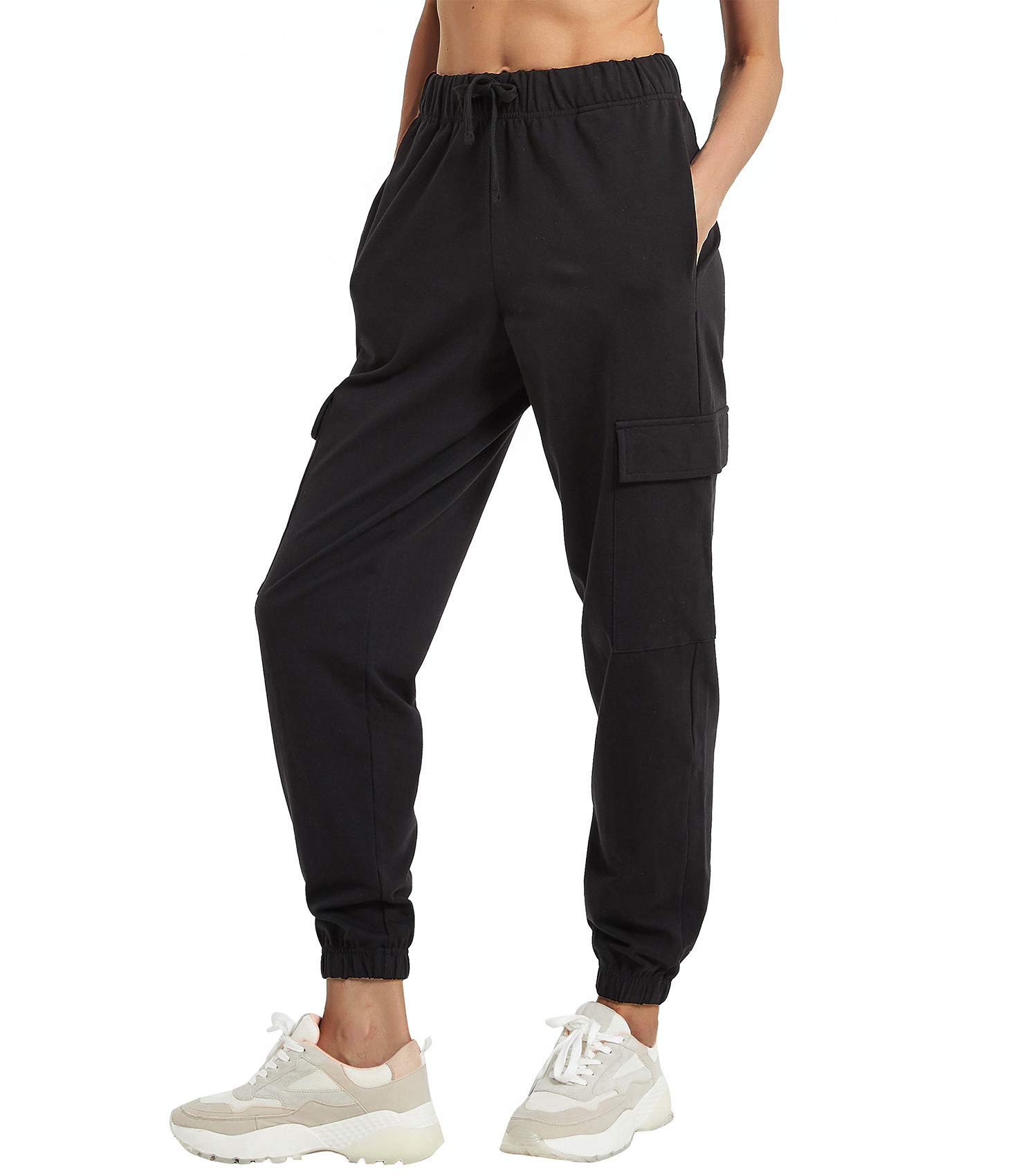 PULI Women's Loose Fit Cargo Sweatpants with Pockets - Athletic Jogger Pants for Gym, Yoga, Running & Lounge Wear - Comfortable Casual Workout Pants for Women