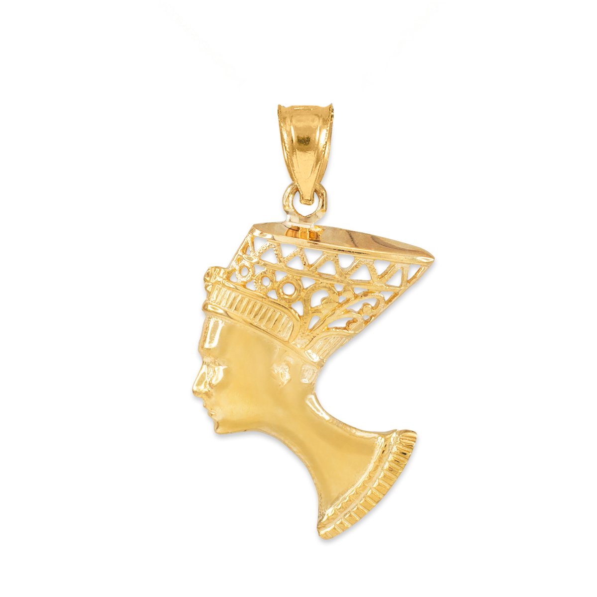 10K Yellow Gold Egyptian Queen Nefertiti Filigree Pendant Necklace - Elegant Ancient Egyptian Jewelry for Women, Perfect Gift for History Lovers & Fashion Statement