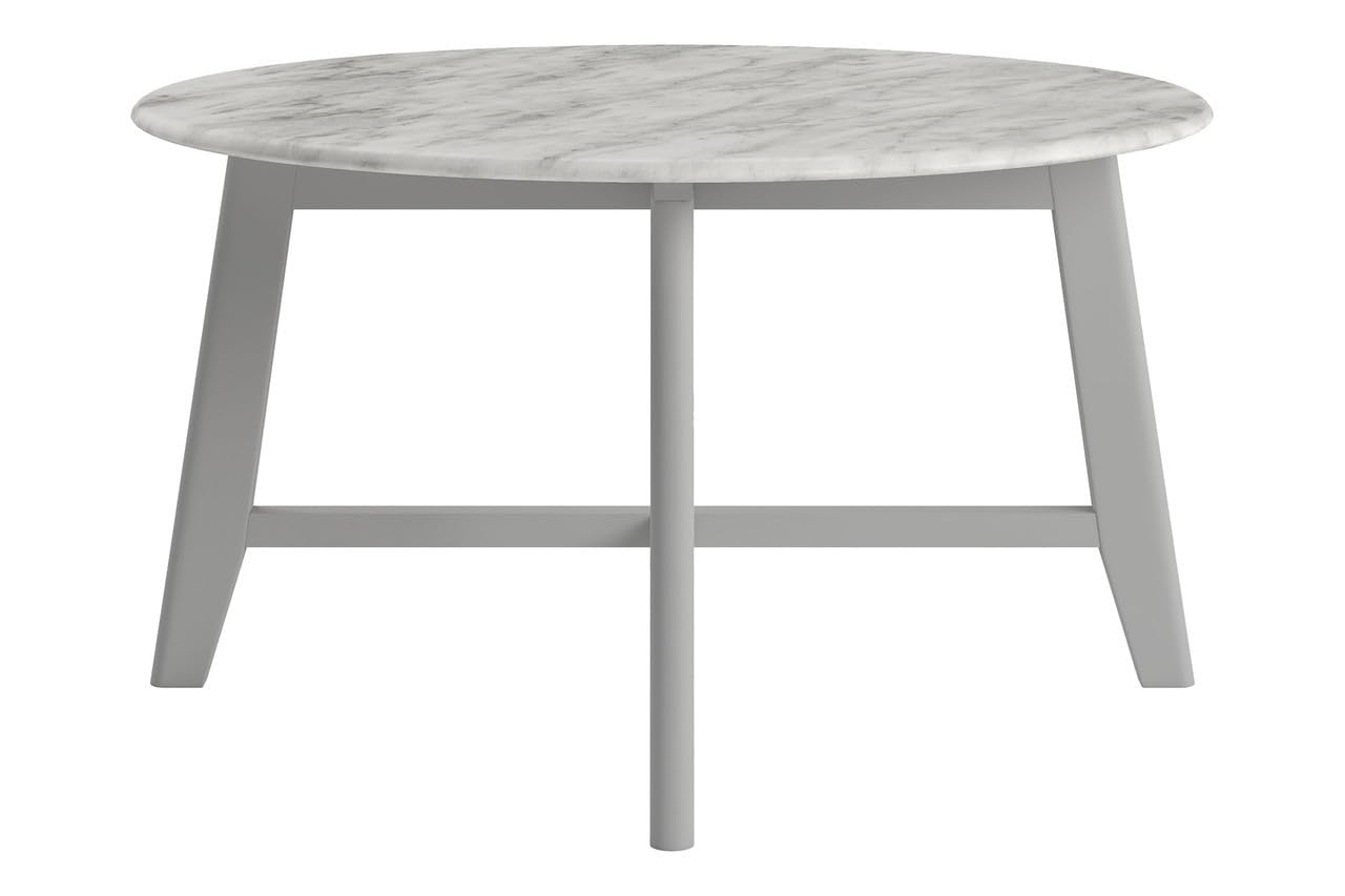 Mid-Century Modern Faux Marble Coffee Table - Grey Coby Living Room Center Table for Small Spaces | Durable & Stylish Accent Furniture for Apartments, Condos and Home Decor