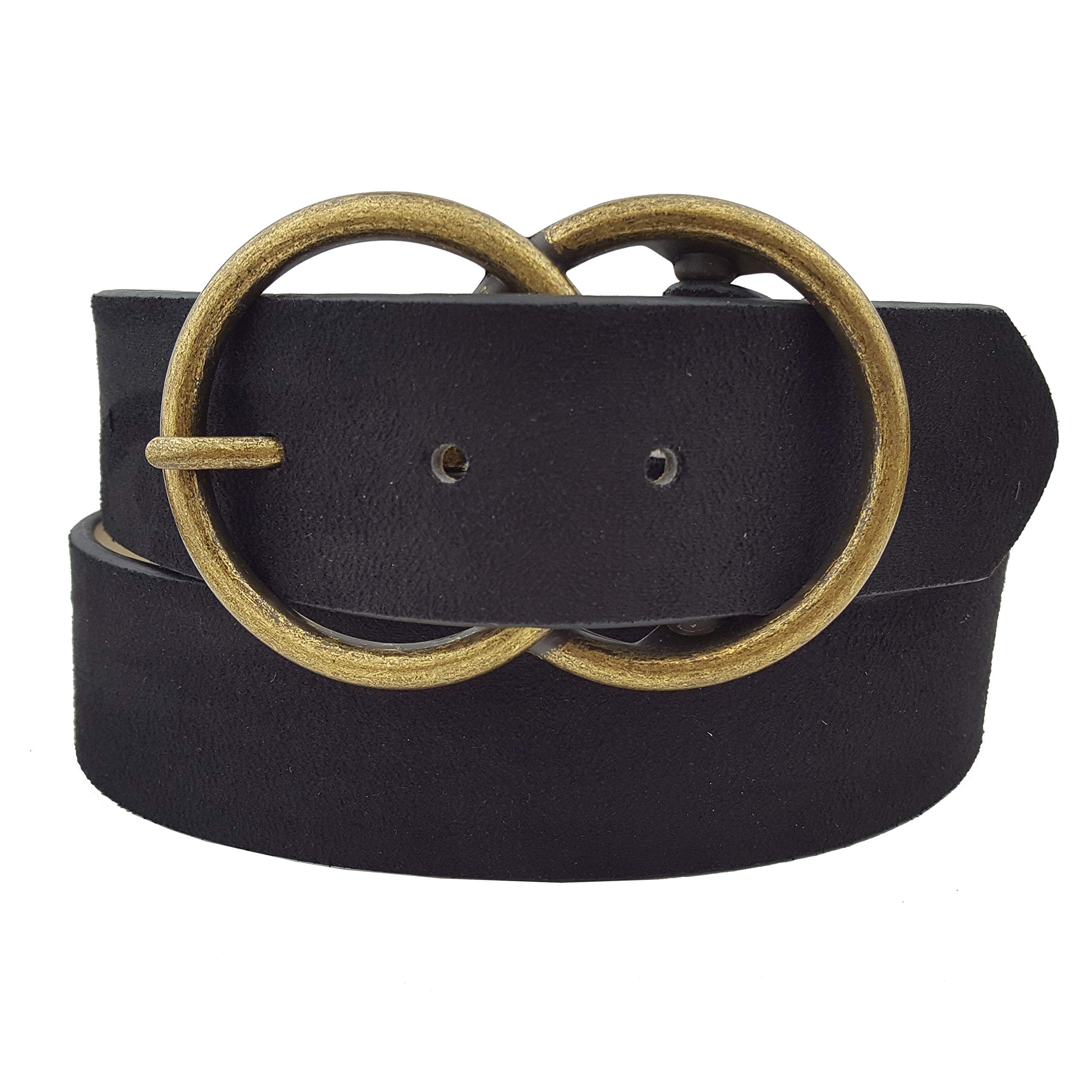 Vegan Suede Belt for Women & Men - Adjustable Double Ring Buckle Strap - Stylish & Durable Fashion Accessory for Casual, Office & Everyday Outfits