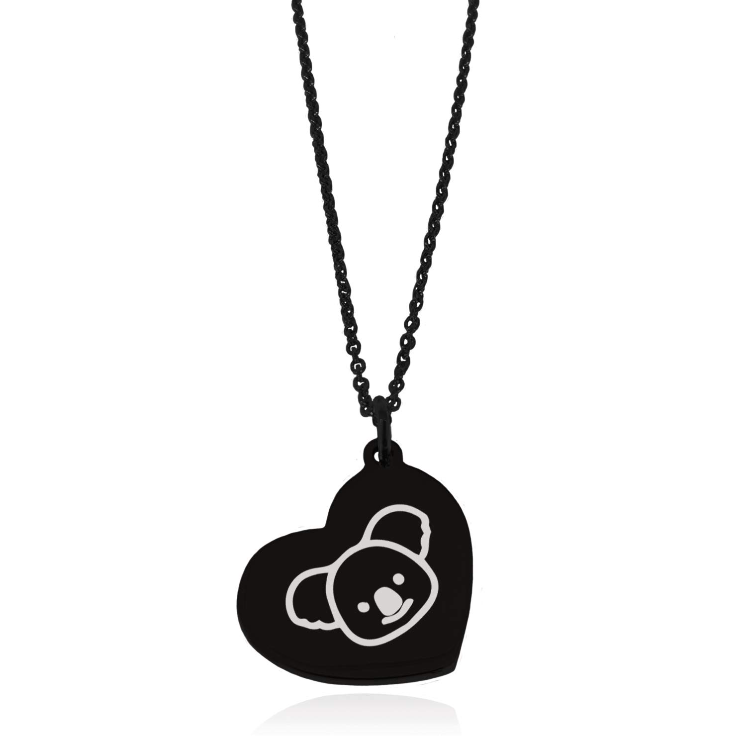 Tioneer Stainless Steel Koala Charm Pendant Necklace with Floating Heart Tag - Cute Animal Jewelry Gift for Women, Perfect for Valentine's Day & Anniversary