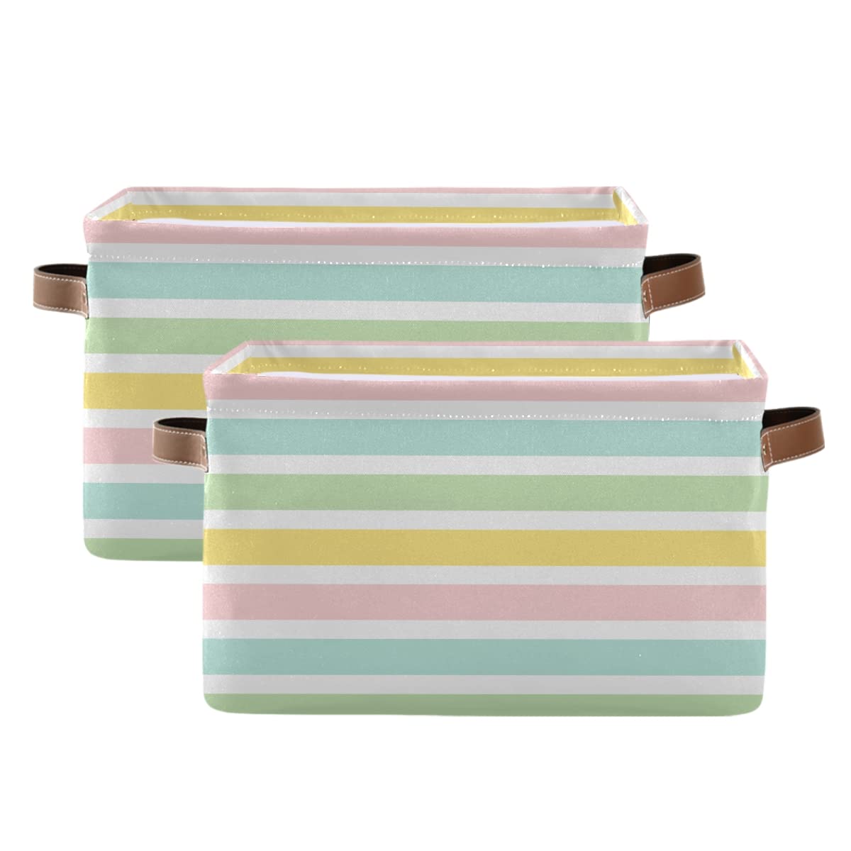 Easter Stripes Collapsible Storage Basket - Waterproof Rectangle Bin for Nursery Toys, Books & Closet Organization | Foldable Home Decor for Bedroom, Shelves & Holiday Decorations