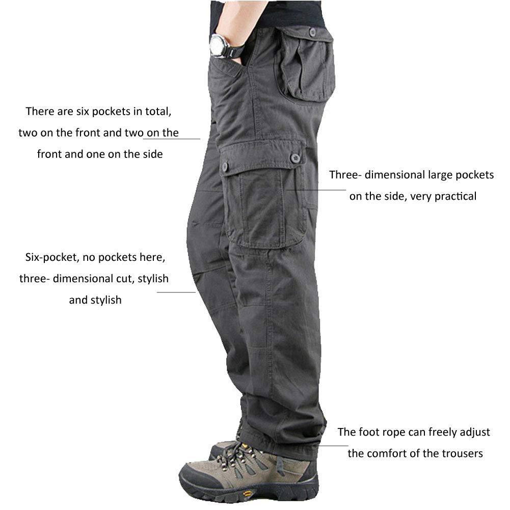 Lilychan Men's Lightweight Cargo Pants - Hiking, Army Combat & Work Pants with 6 Pockets | Durable Outdoor & Casual Wear for Hiking, Camping & Everyday Use