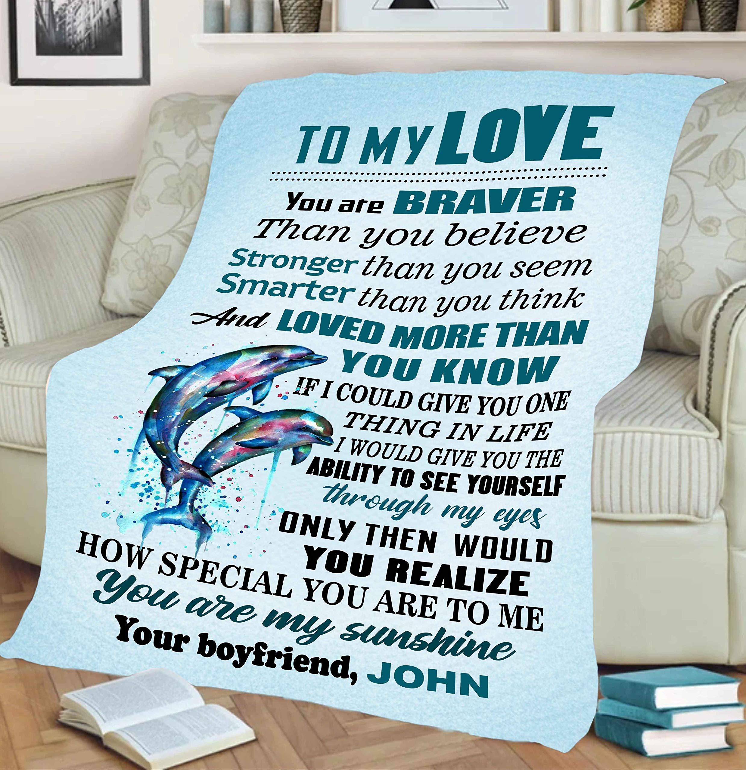 Premium Custom Fleece Blanket for Couples - Personalized with Quotes & Beautiful Prints - Valentine's Day, Birthday Gift for Him/Her - Ultra Soft & Cozy Throw Blanket for Cuddling, Movie Nights & Home Decor