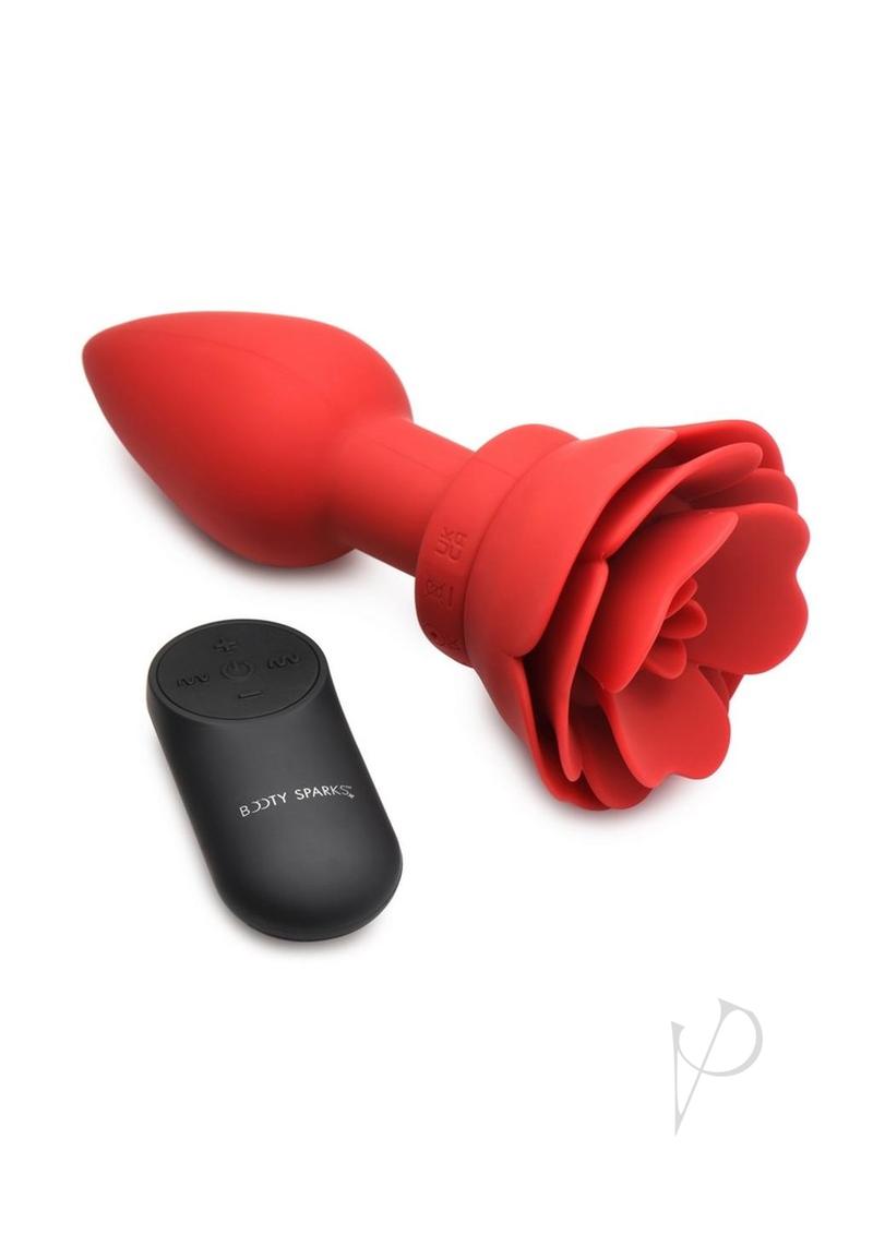 28X Rechargeable Silicone Vibrating Rose Anal Plug with Remote Control - Large Size Red Adult Toy for Couples Play & Solo Pleasure - Perfect for BDSM, Spicing Up Relationships & Sensual Exploration