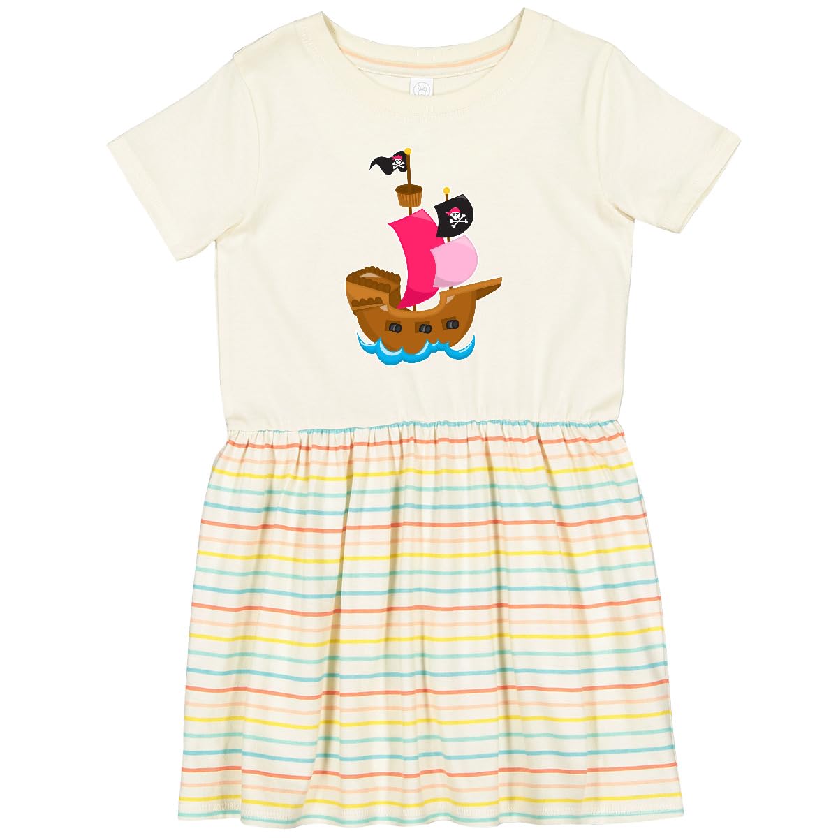Inktastic Pirate Ship Toddler Dress - Cute Nautical Themed Outfit for Baby Girls | Perfect for Birthday Parties, Halloween Costumes & Photo Shoots