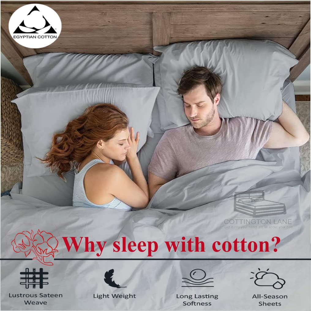 Premium 5-Piece Split King Sheets Set - 100% Cotton 600 Thread Count Luxury Bedding for Adjustable Beds - Breathable Light Grey Solid King Size Sheets - Ideal for Couples with Different Sleep Needs | Perfect for Adjustable Bed Frames, Master Bedrooms & Guest Rooms