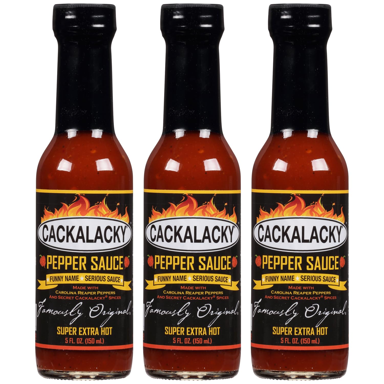 Cackalacky® Super Extra Hot BBQ Sauce - 5 oz Carolina Reaper Pepper Sauce for Ribs, Pork, Chicken & Seafood | Spicy Marinade, Dipping & Grilling Sauce | Perfect for BBQ Parties, Tailgating & Home Cooking