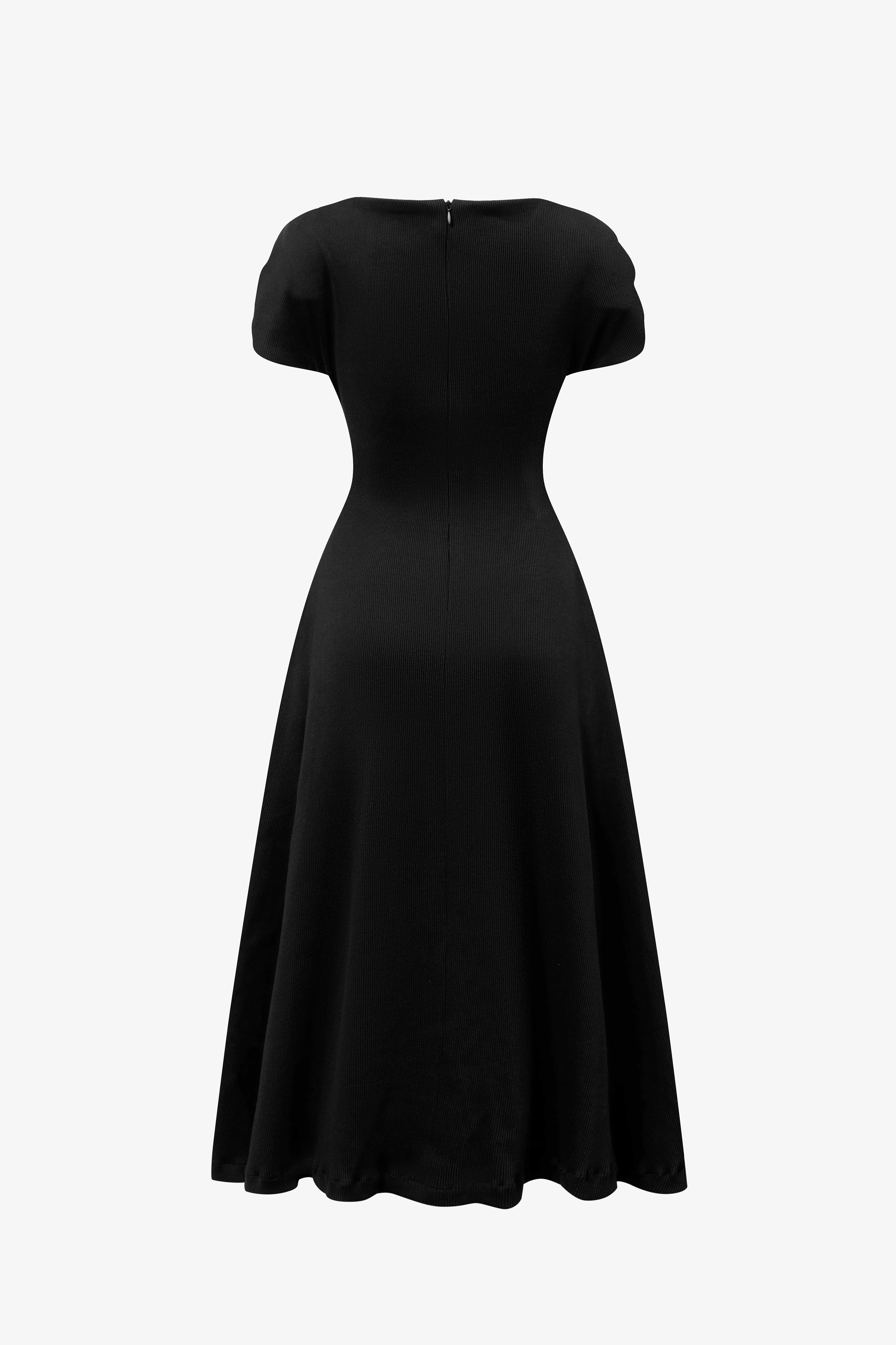 Audrina Midi Dress for Women - Flowy Summer Dress with Short Sleeves & V-Neck - Perfect for Beach Vacation, Date Night and Office Wear
