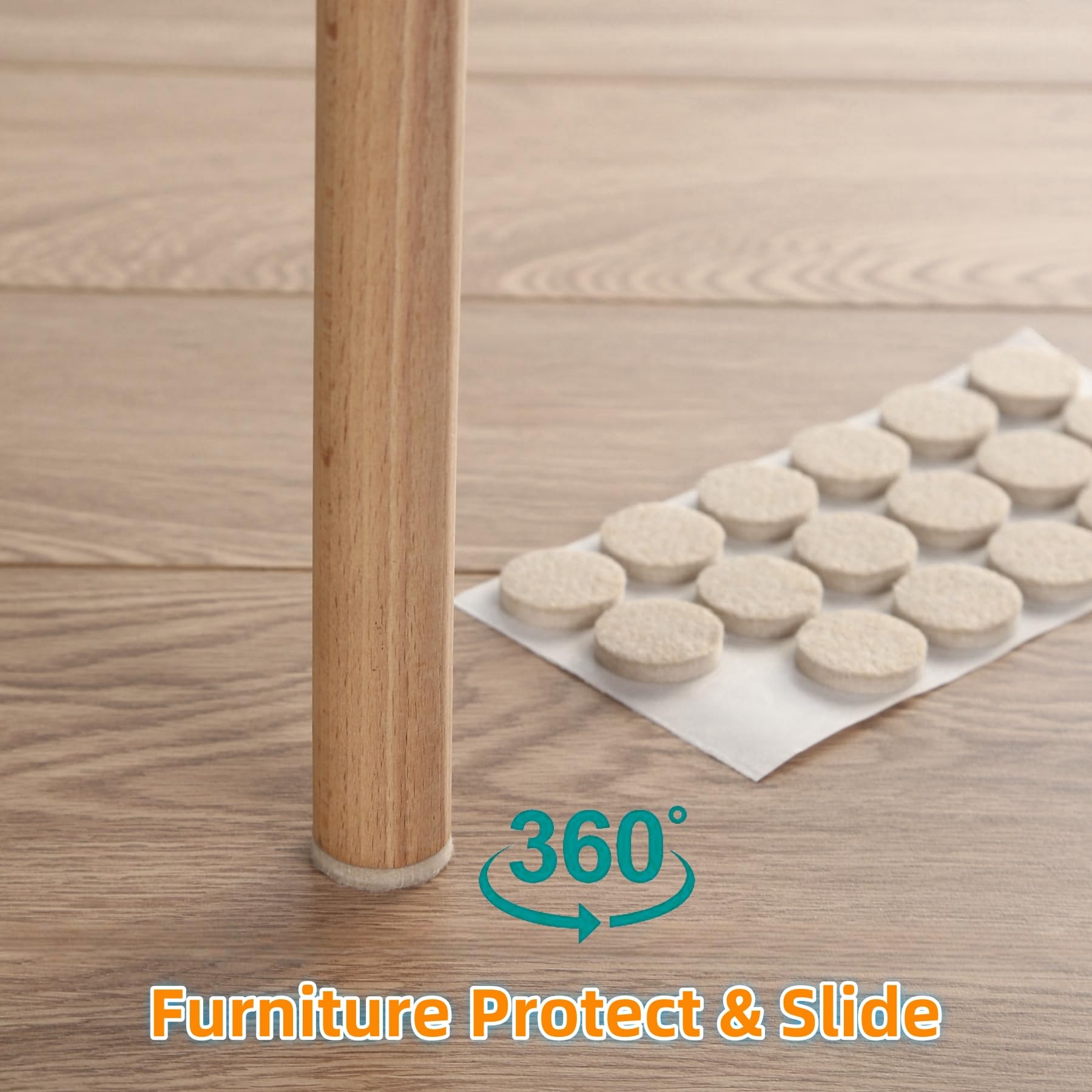 Furnigear 96-Pack Self-Adhesive Felt Furniture Pads (3/4 Inch Round) - Hardwood Floor Protectors for Chairs, Tables & Furniture - Anti-Scratch, Noise Reduction & Smooth Sliding - Perfect for Home, Office & Moving Furniture