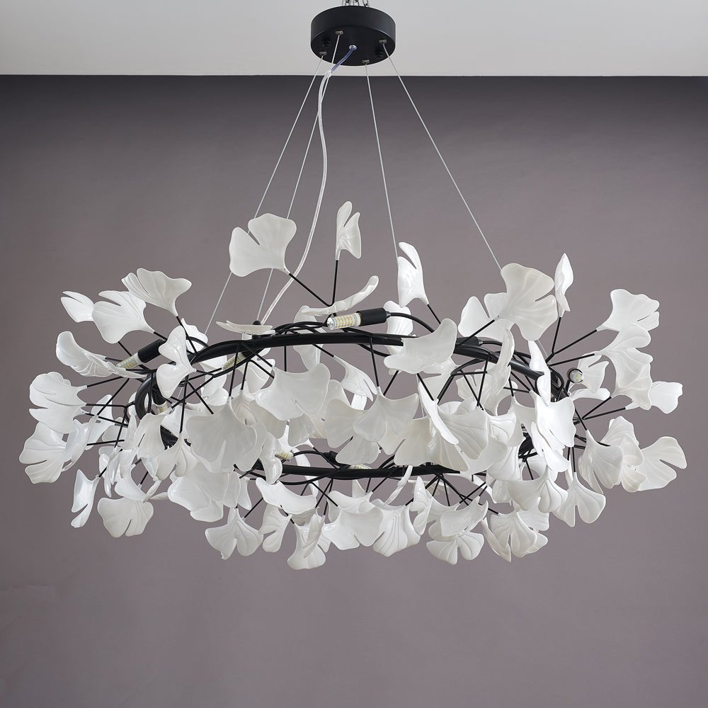 Elegant Ginkgo Leaf Chandelier - Modern Gold Ceiling Light Fixture for Dining Room, Living Room & Bedroom Decor - Perfect for Home Lighting and Interior Design