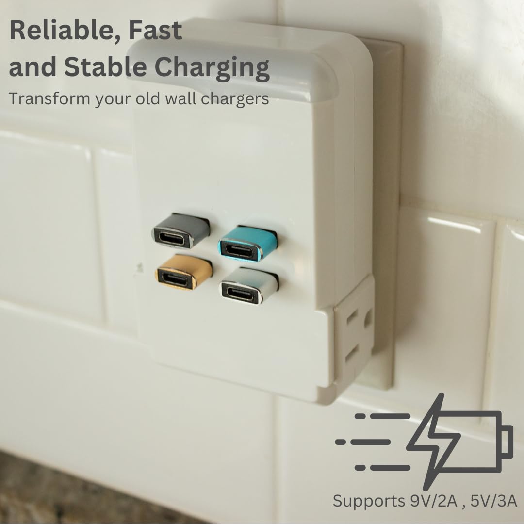 USB C to USB A Adapter Fast Charging Converter for iPhone 16/15/14/13/12 Pro Max/Plus/XS/XR/X, iPad, Apple Watch Series, Samsung Galaxy - Universal Type-C Charger Compatible with Phones, Tablets & Smartwatches (Black) - Perfect for Travel, Office & Home Charging Stations