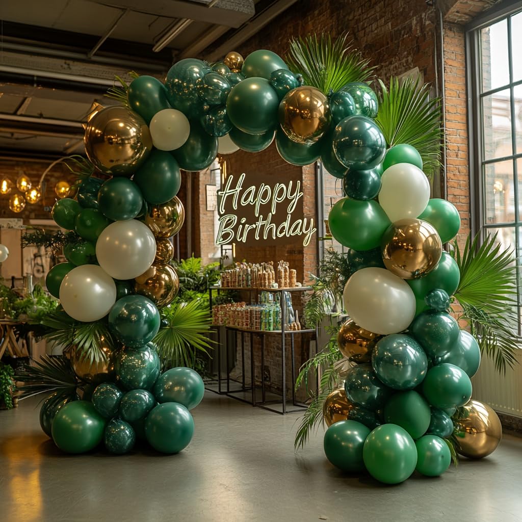 Bezente 100-Pack 12 Inch Dark Green Latex Balloons - Premium Round Helium Party Balloons for Wedding, Graduation, Anniversary & Birthday Decorations - Perfect for Backdrop, Ceiling & Outdoor Party Scenes