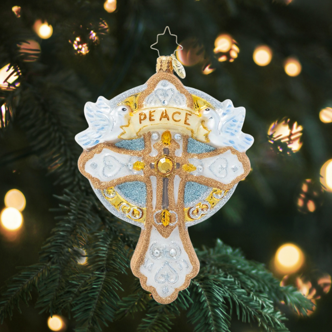Golden Cross of Peace Necklace - Religious Jewelry for Women & Men - Perfect for Church, Weddings, and Everyday Faith Inspiration