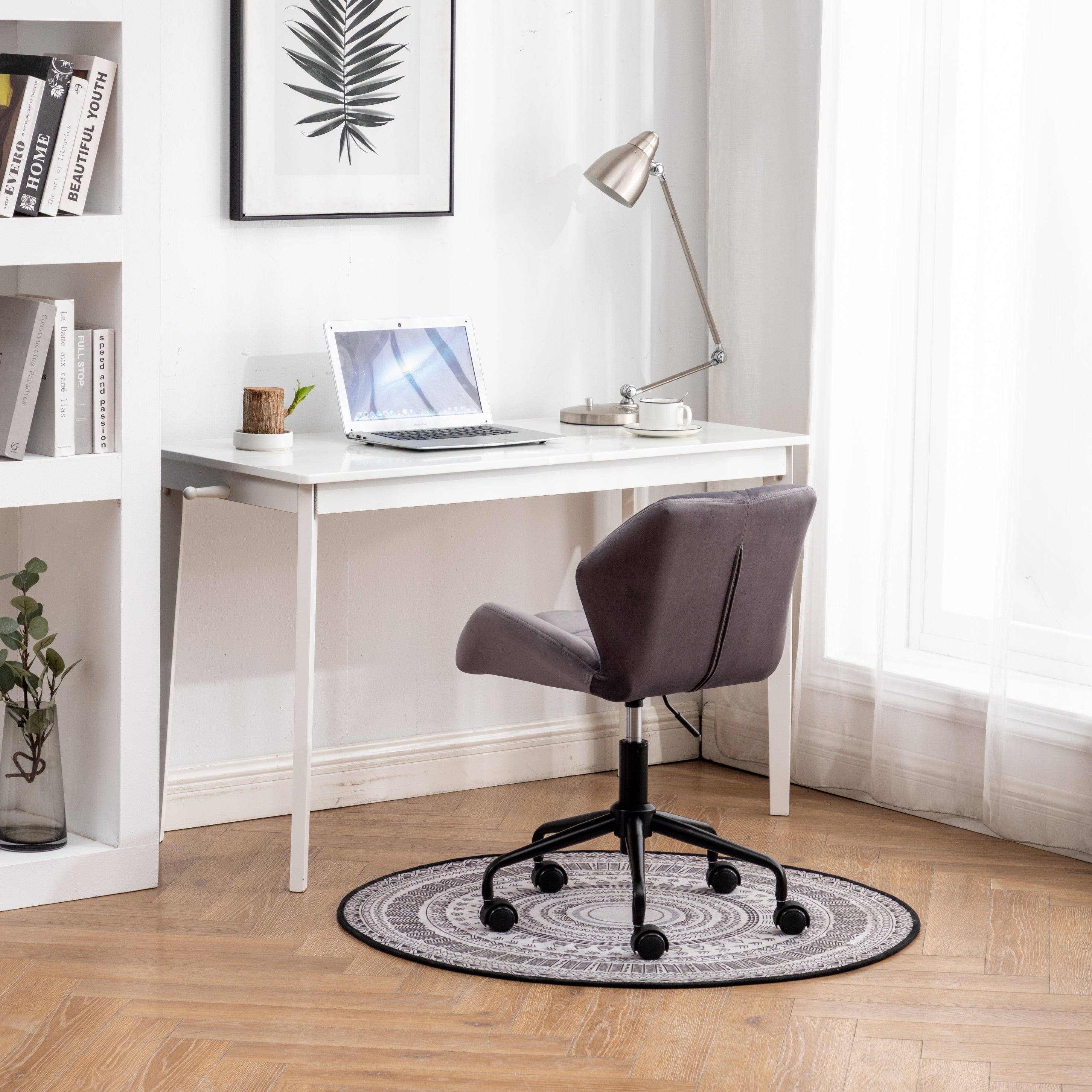 Roundhill Furniture Eldon Diamond Tufted Adjustable Swivel Office Chair - Ergonomic Executive Desk Chair with Lumbar Support for Home & Office Workspace