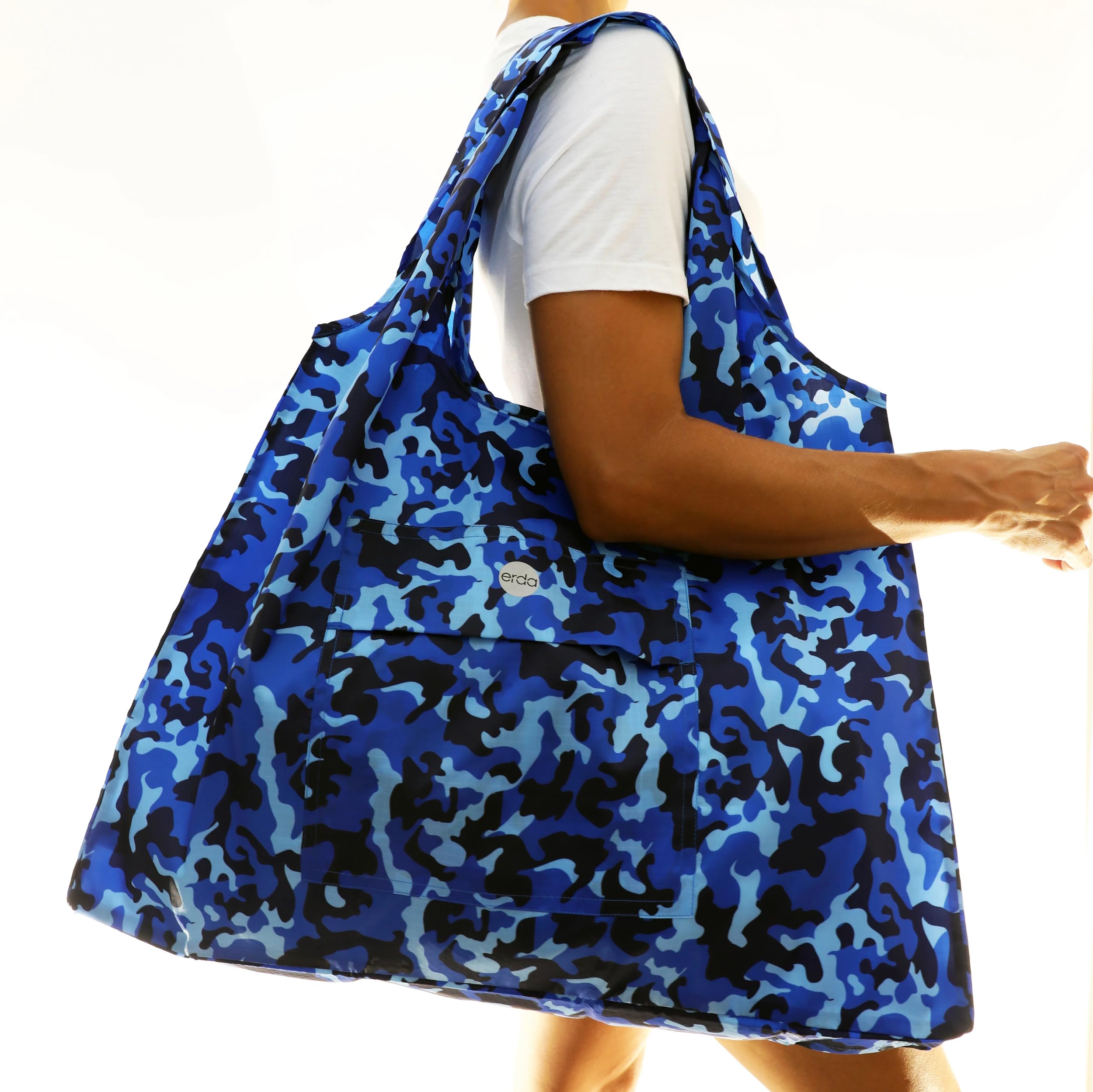 Eco-Friendly Sand-Free Travel Beach Bag - Made from Recycled Water Bottles, Ocean Camo Design | Perfect for Beach Trips, Poolside Lounging & Outdoor Adventures
