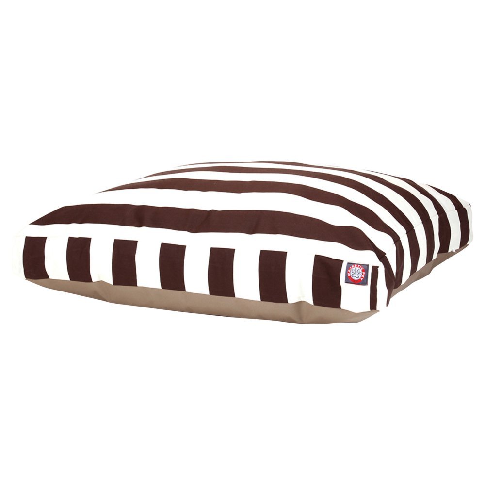Majestic Pet Chocolate Vertical Stripe Rectangle Dog Bed - Medium Size Orthopedic Support for Small to Medium Dogs - Perfect for Living Room, Bedroom or Crate