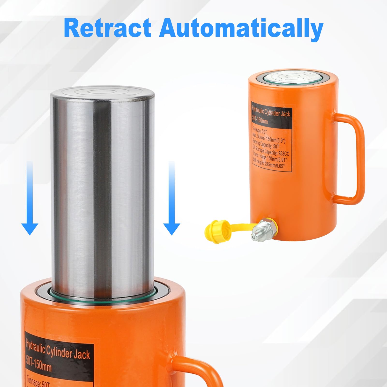 50T 6-Inch Hydraulic Cylinder Jack - 150mm Stroke Hydraulic Lifting Cylinder with 953CC Oil Capacity - Heavy Duty Hydraulic Ram for Power, Chemical, Steel, Bridge Construction, Shipbuilding & Machinery - Ideal for Industrial Lifting, Equipment Repair & Construction Projects