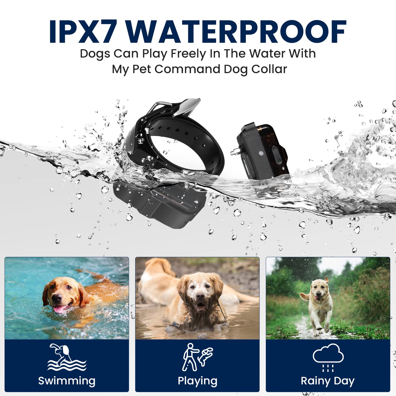 **1.25 Mile Long Range Dog Training Collar - Safe Shock, Vibration & Tone Remote with Flashing Beacon - Waterproof & Rechargeable - Works with Up to 3 Collars - Ideal for Hunting, Obedience & Outdoor Training**