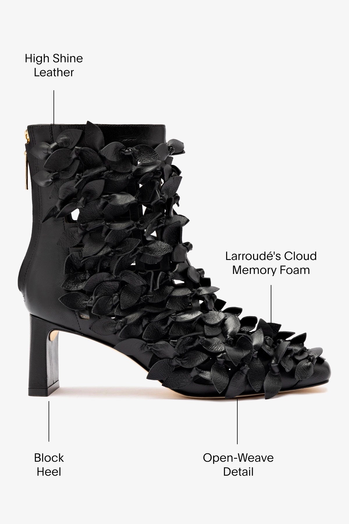 Larroudé x Jonathan Cohen Alexis Black Leather Bootie - Stylish Ankle Boots for Women, Perfect for Fall & Winter Outfits, Office Wear & Evening Events