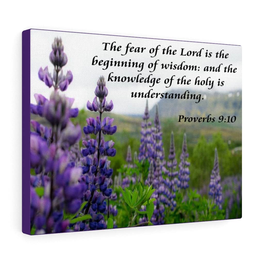 Bible Verse Canvas Wall Art - Proverbs 9:10 'The Fear of The Lord' Scripture Christian Home Decor - Ready to Hang Inspirational Gift for Faithful Living, Prayer Rooms & Church Interiors