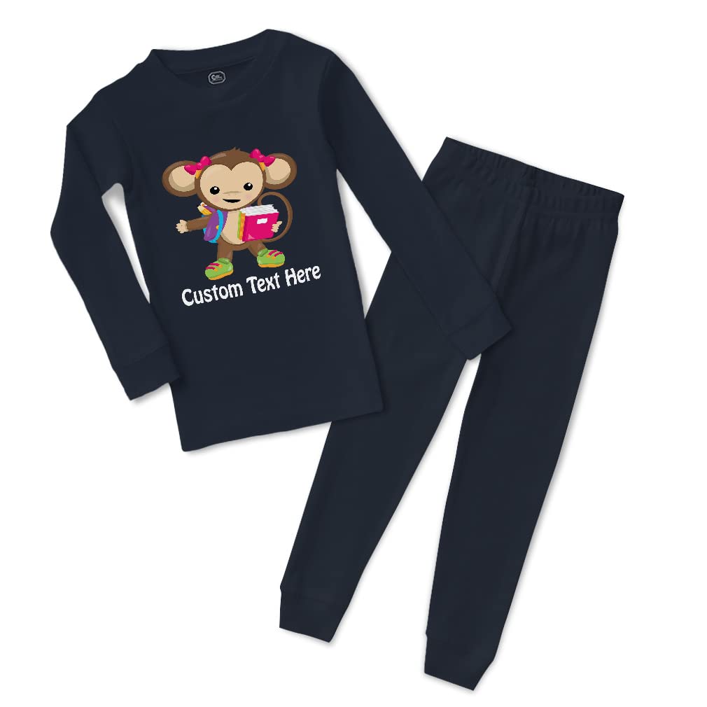 Custom Baby Boy & Girl Cotton Toddler Pajama Set - Monkey & Safari Print Sleepwear (Pink/Navy) - Snug Fit 12 Months - Perfect for Bedtime & Nursery Comfort