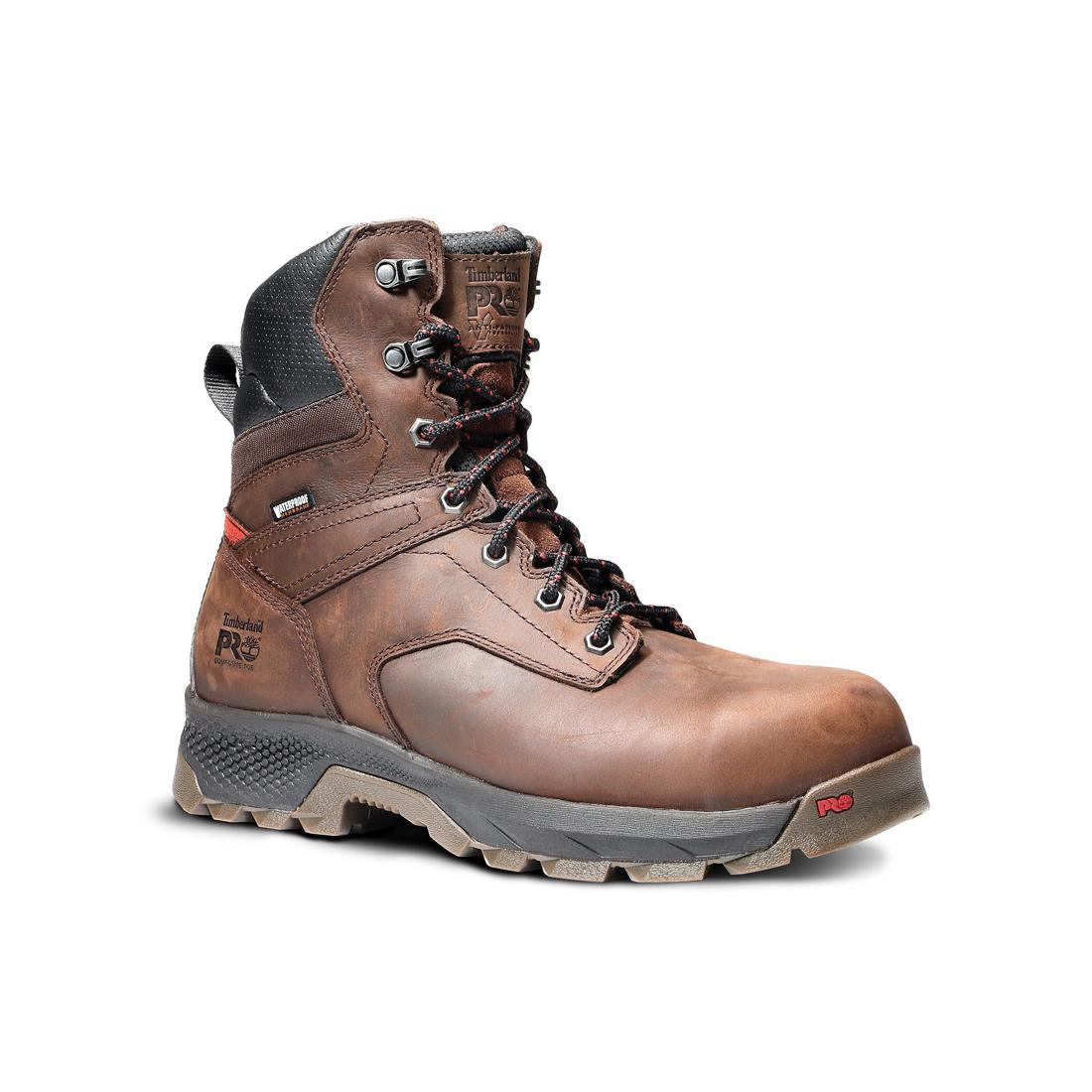 Titan EV 8 Inch Composite Toe Waterproof Insulated Work Boots for Men - Brown Safety Shoes for Construction, Warehouse & Outdoor Work