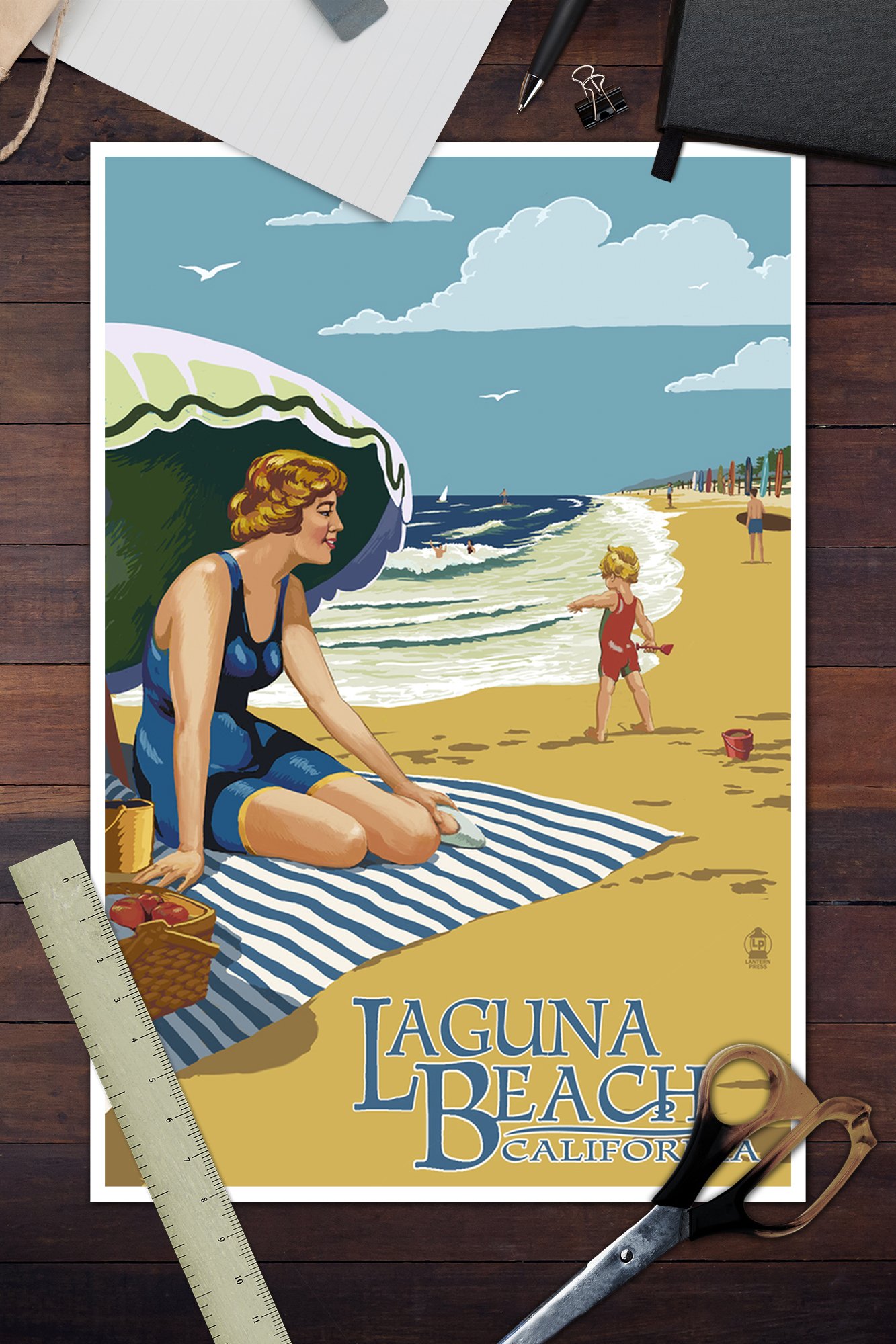Laguna Beach California Art Print - 12x18 Travel Poster Wall Decor for Living Room, Office & Coastal Home Design