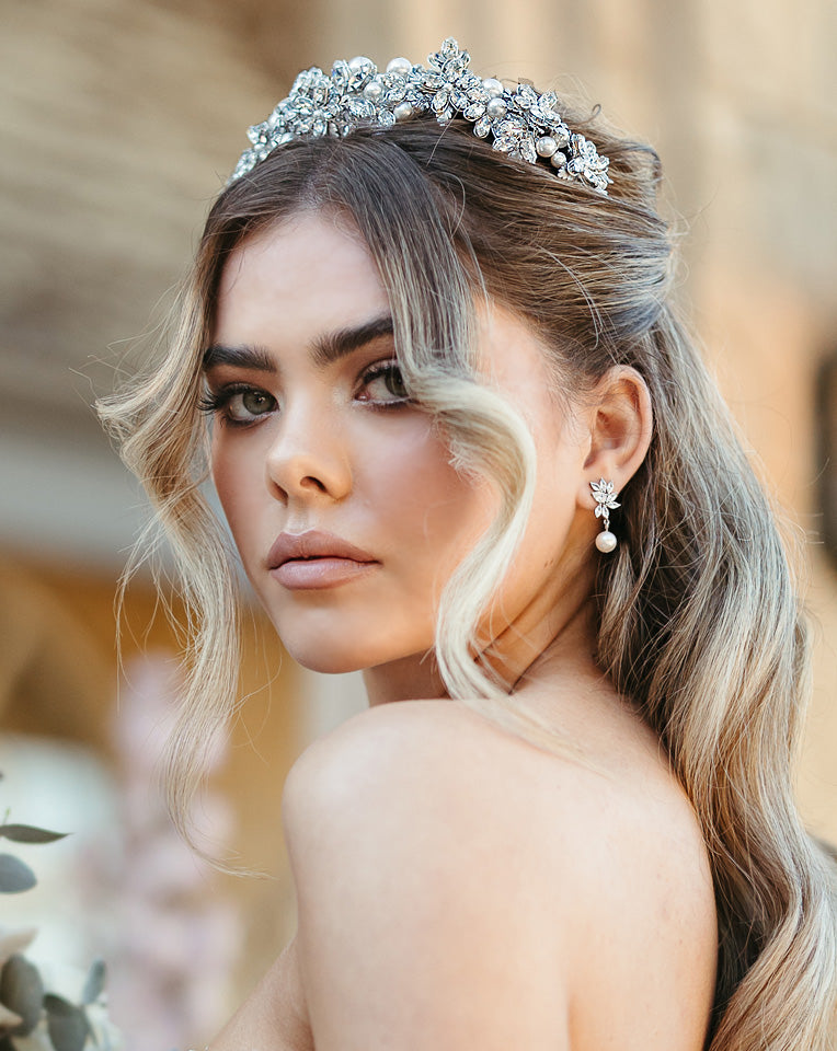 Kezani Titania Crystal Floral Wedding Headband – Elegant Embellished Bridal Hair Accessory for Weddings, Prom & Special Events