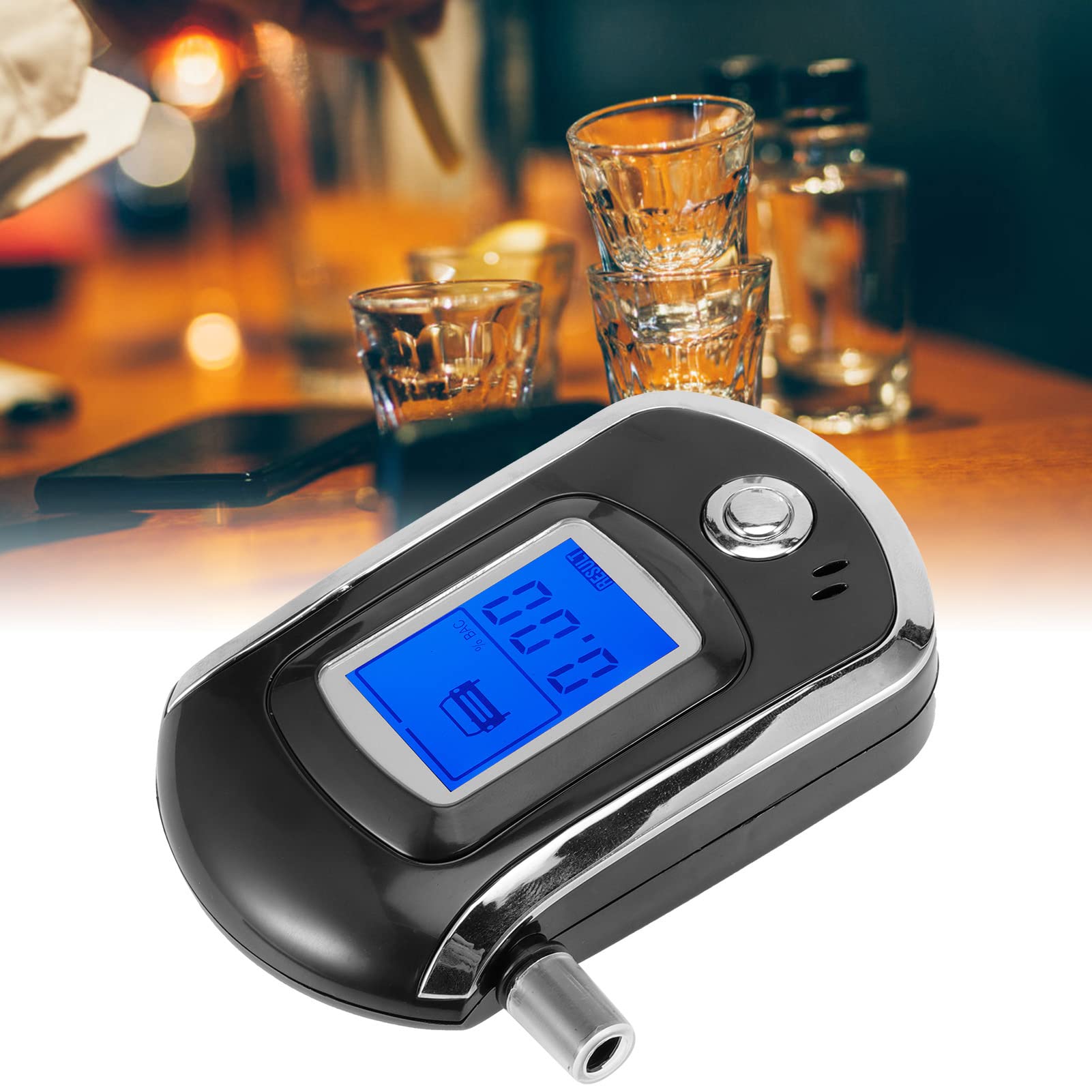AT6000 Portable Breathalyzer with LCD Digital Display & Warning Function - Accurate Alcohol Tester for Personal, Workplace, and Road Safety Use