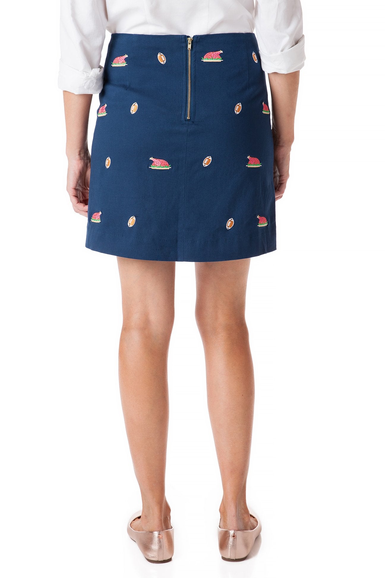 Stretch Twist Skirt in Nantucket Navy - Comfortable & Stylish for Women | Perfect for Casual Outings, Football Games & Thanksgiving Gatherings
