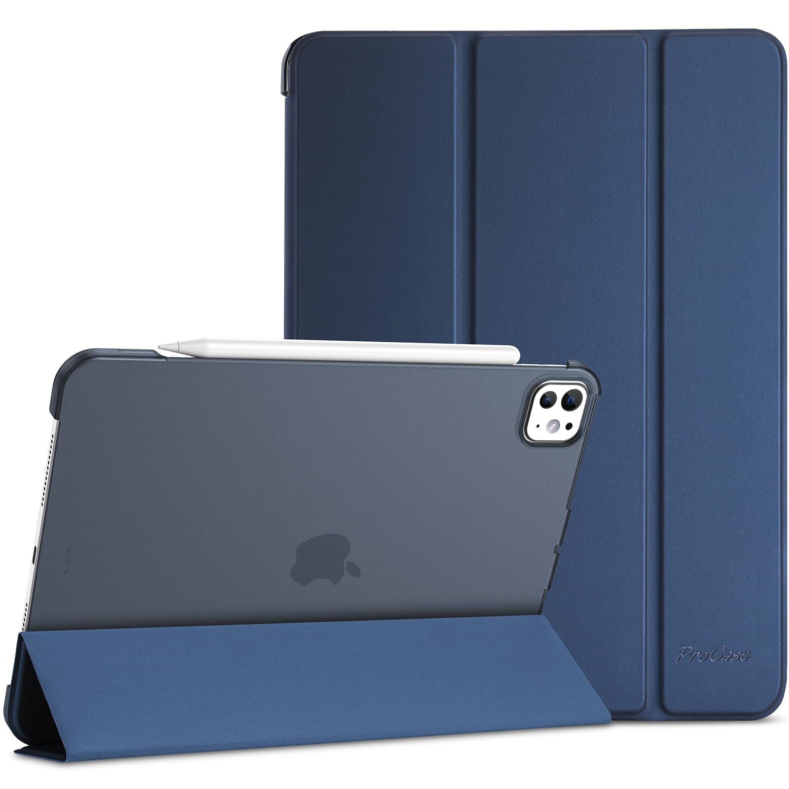 ProCase iPad Pro 11 Inch Case (2024 M4 5th Gen) - Slim Stand Hard Back Shell Smart Folio Cover - Navy Blue | Perfect for Work, Travel & Home Use with iPad Pro 11